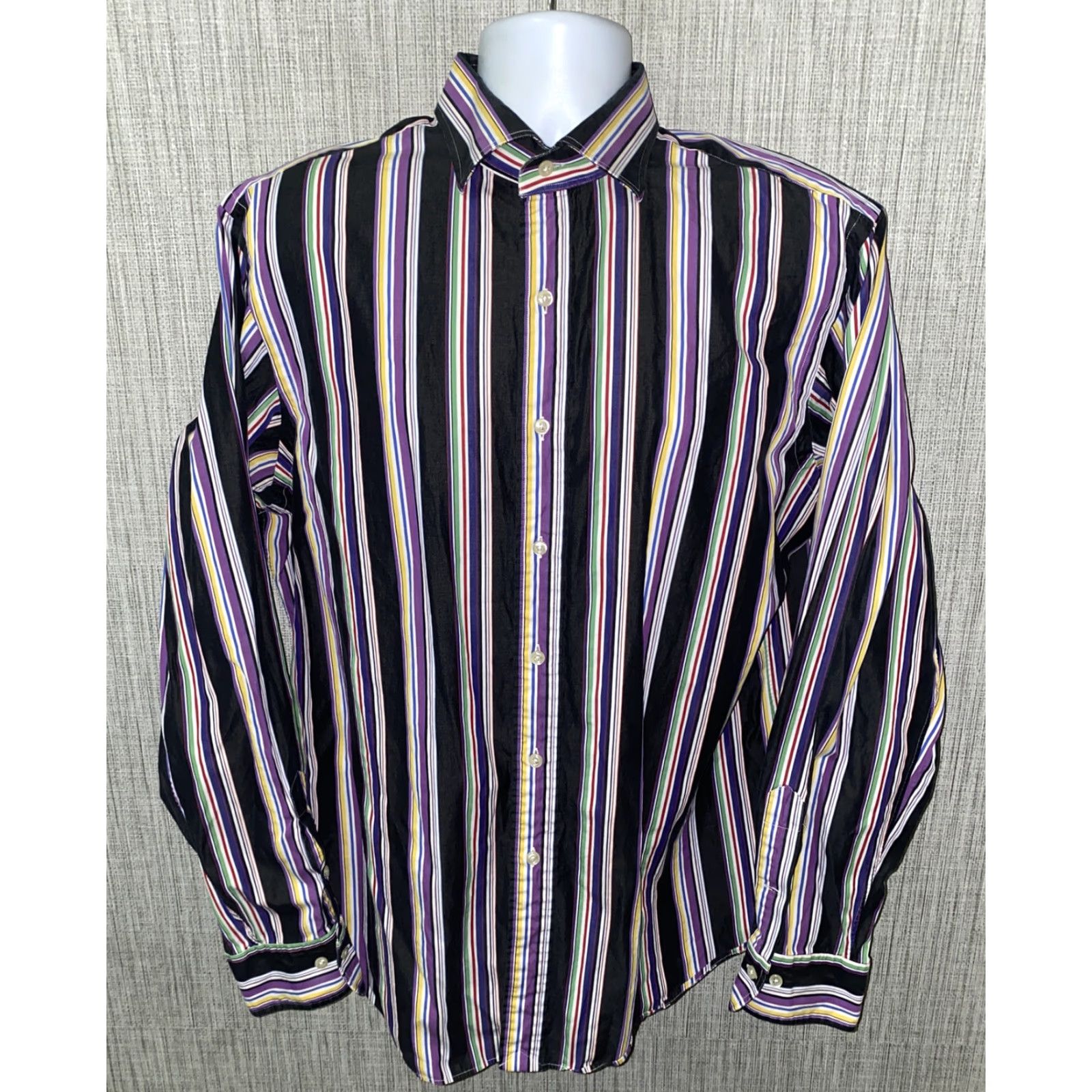 Polo Ralph Lauren Polo Ralph Lauren Regent Shirt Mens XL Multicolor Striped Long Sleeve Button-Up Cotton Collared Regular Fit Size US XL / EU 56 / 4 - 2 Thumbnail
