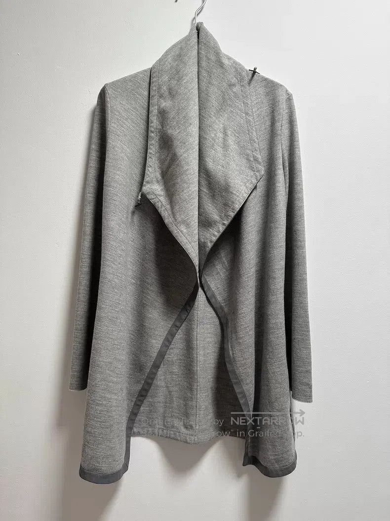 Helmut Lang Helmut Lang Grey Leather Edged Cardigan Size XS / US 0-2 / IT 36-38 - 2 Thumbnail