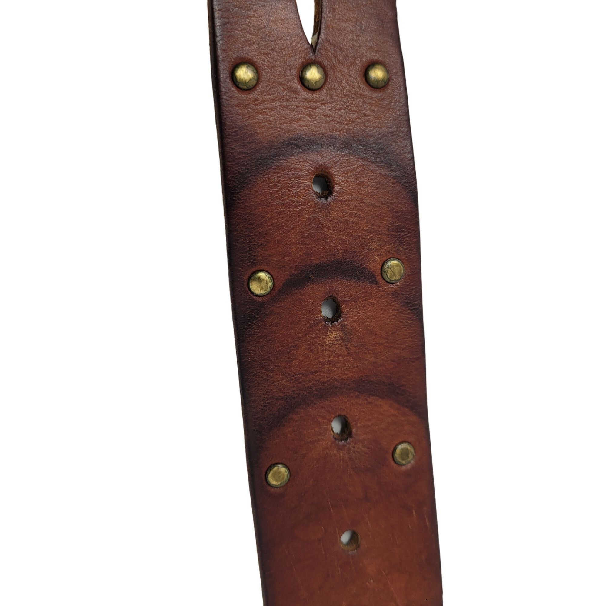 American Eagle Outfitters AEO Genuine Leather Brown Belt M Perforated Studded Boho Cou Size ONE SIZE - 4 Thumbnail