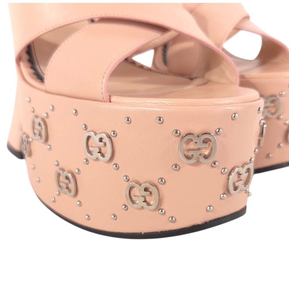 Gucci Gucci Malaga Kid Perfect Pink GG Studded Platform Sandal 8.5 Size US 8.5 / IT 38.5 - 3 Thumbnail