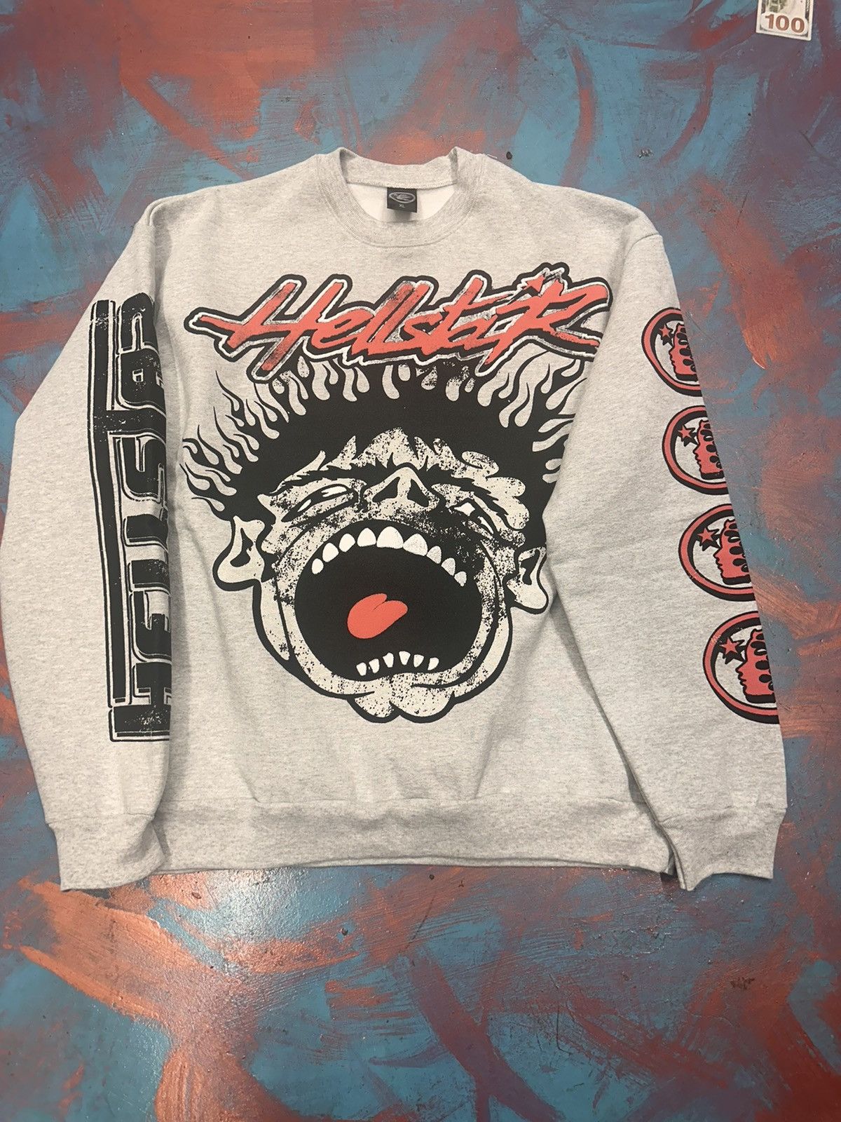 image of Hellstar Crewneck in Grey, Men's (Size XL)