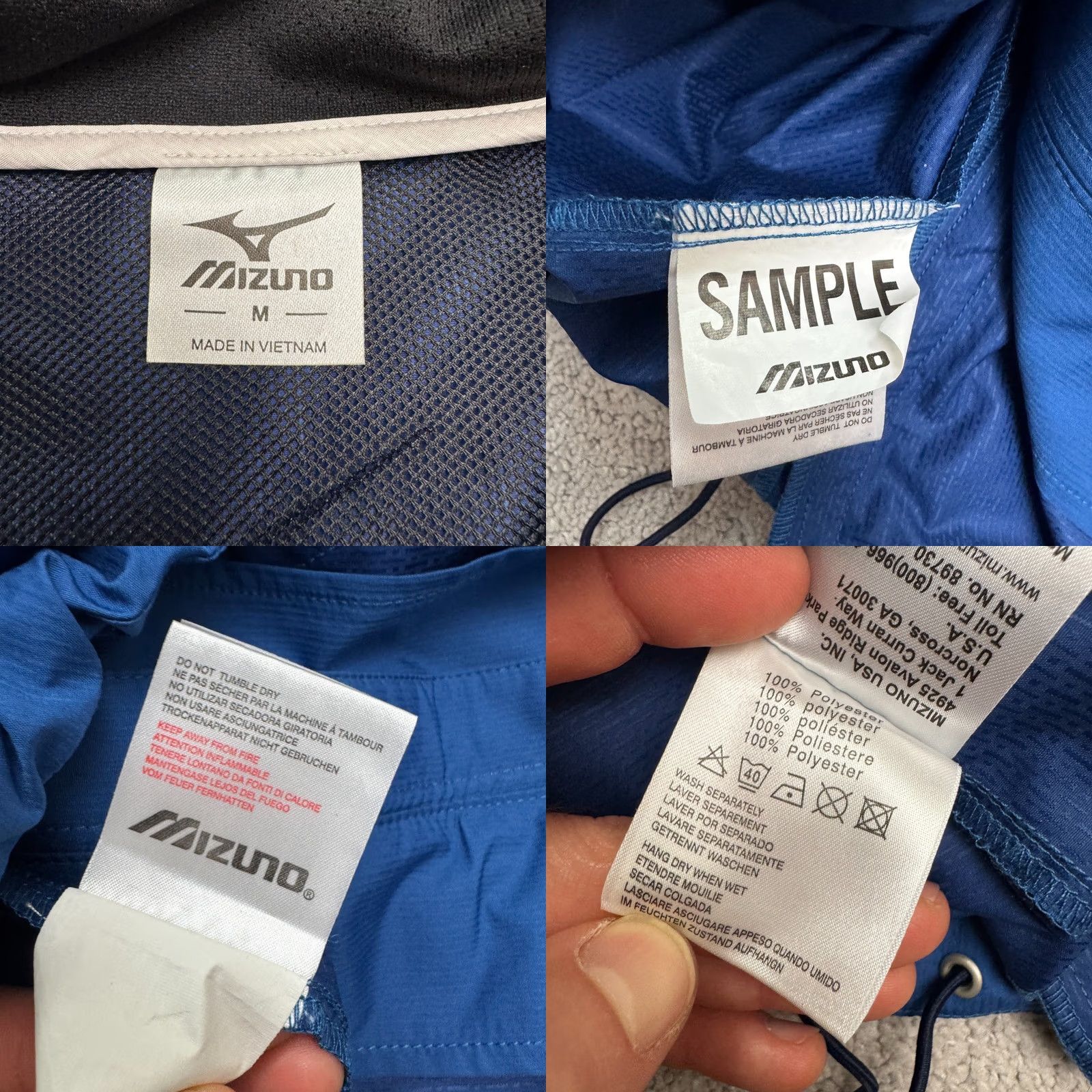 Mizuno Mizuno Lightweight Running Vest Jacket Men XL Blue White Hooded Breathable No Sleeves Pockets All Seasons Size US XL / EU 56 / 4 - 8 Thumbnail