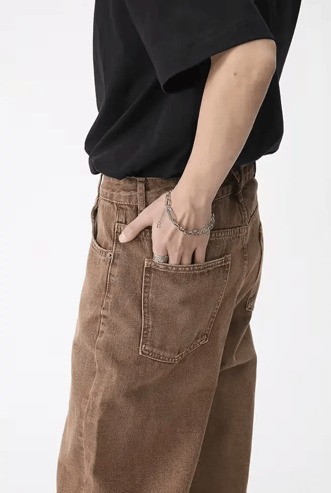 Jean × Vintage Vintage Style Coffee Straight Loose Jeans Pants Size US 32 / EU 48 - 5 Thumbnail