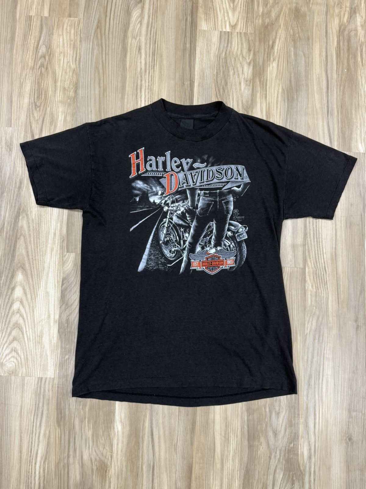 Harley Davidson Vintage 1989 Harley Davidson 3D Emblem “Jeans” shirt Size US XL / EU 56 / 4 - 1 Thumbnail