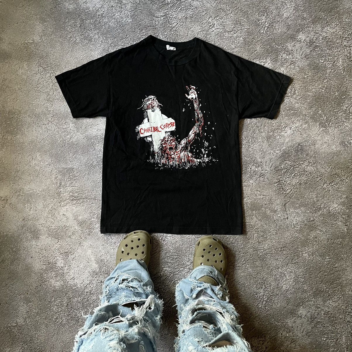 Vintage Vintage 90s Cannibal Corpse Graphic Tee Grunge Faded Black M Size US M / EU 48-50 / 2 - 1 Thumbnail