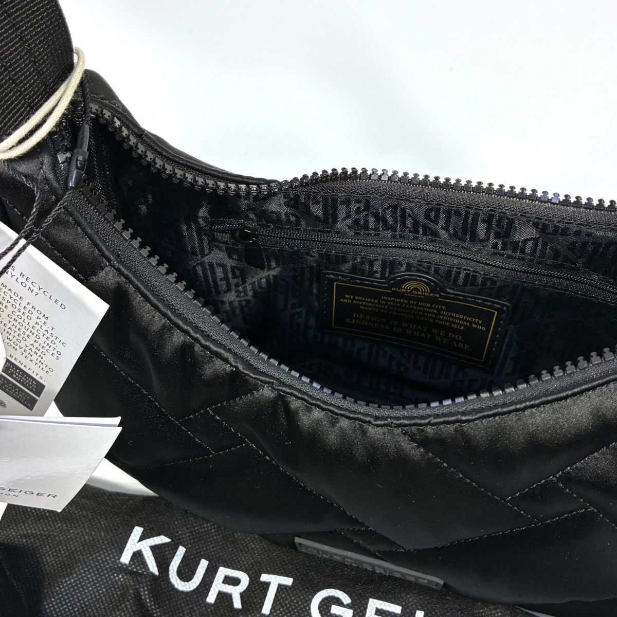 Kurt Geiger Kurt Geiger London Recycled Quilted Shoulder Hobo Bag Black Size ONE SIZE - 13 Thumbnail