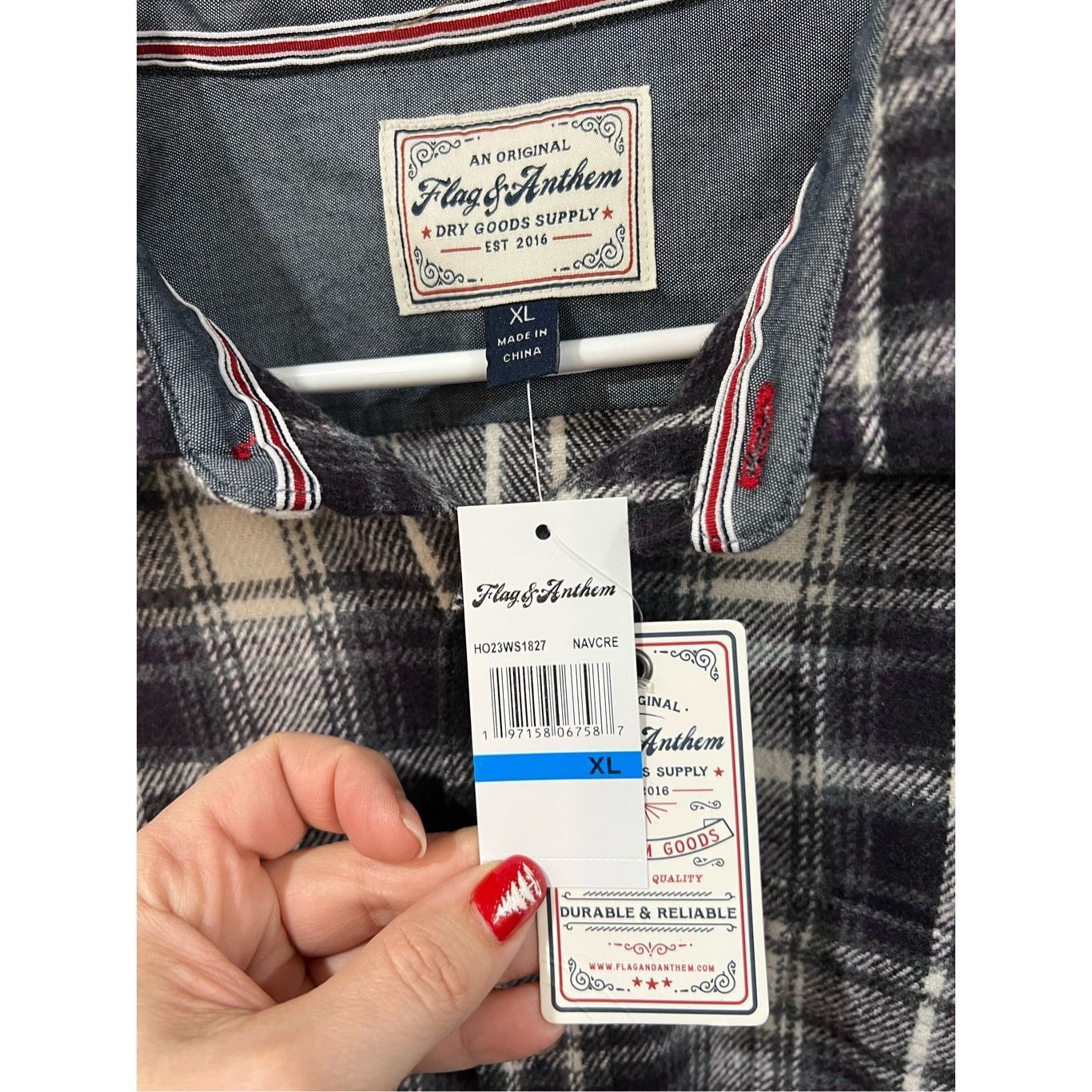 Other FLAG & ANTHEM NWT GREY/CREAM PLAID FLANNEL heavy SHIRT sz XL Size US XL / EU 56 / 4 - 3 Thumbnail
