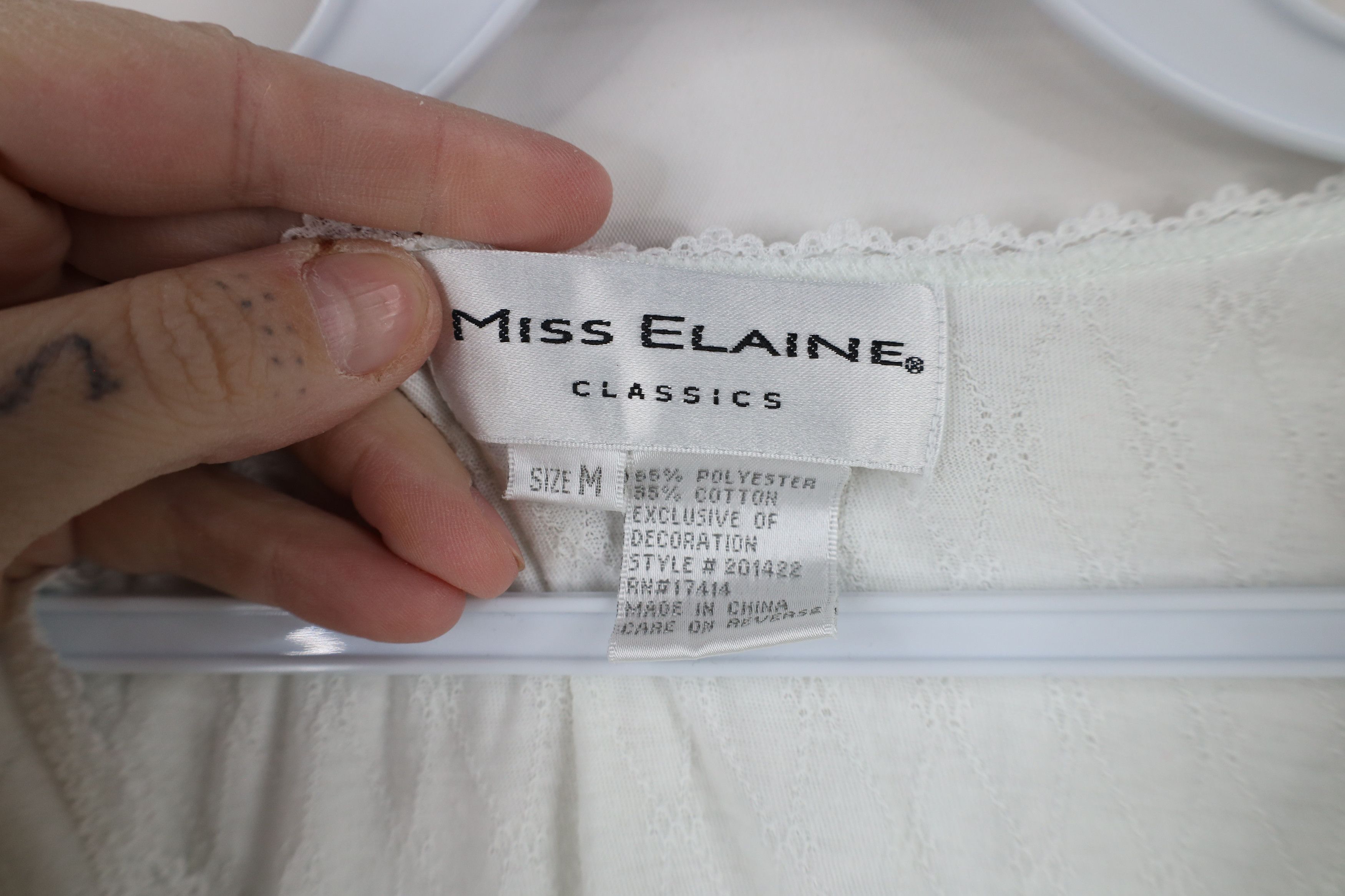 Vintage Vintage 90s Miss Elaine Lace Knit Night Gown Sleep Shirt Size M / US 6-8 / IT 42-44 - 6 Thumbnail