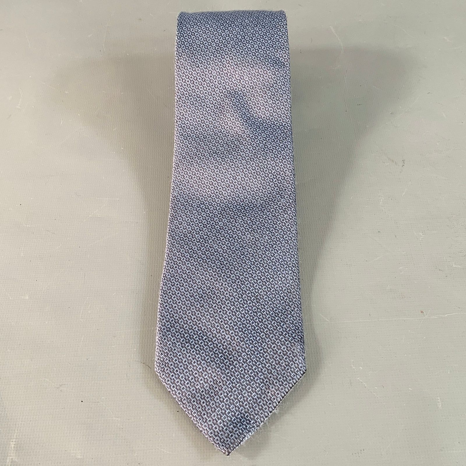 Gucci GUCCI One Size Blue Grey Checkered Silk Tie Size ONE SIZE - 3 Thumbnail