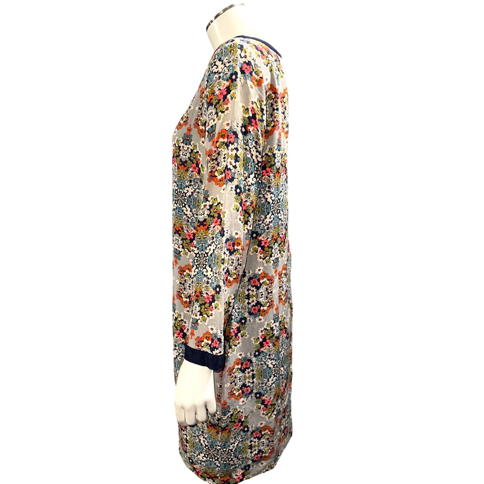 J.Crew J Crew Size 4 Silk Dress Multicolor Floral Print Long Sleeve Size S / US 4 / IT 40 - 3 Thumbnail