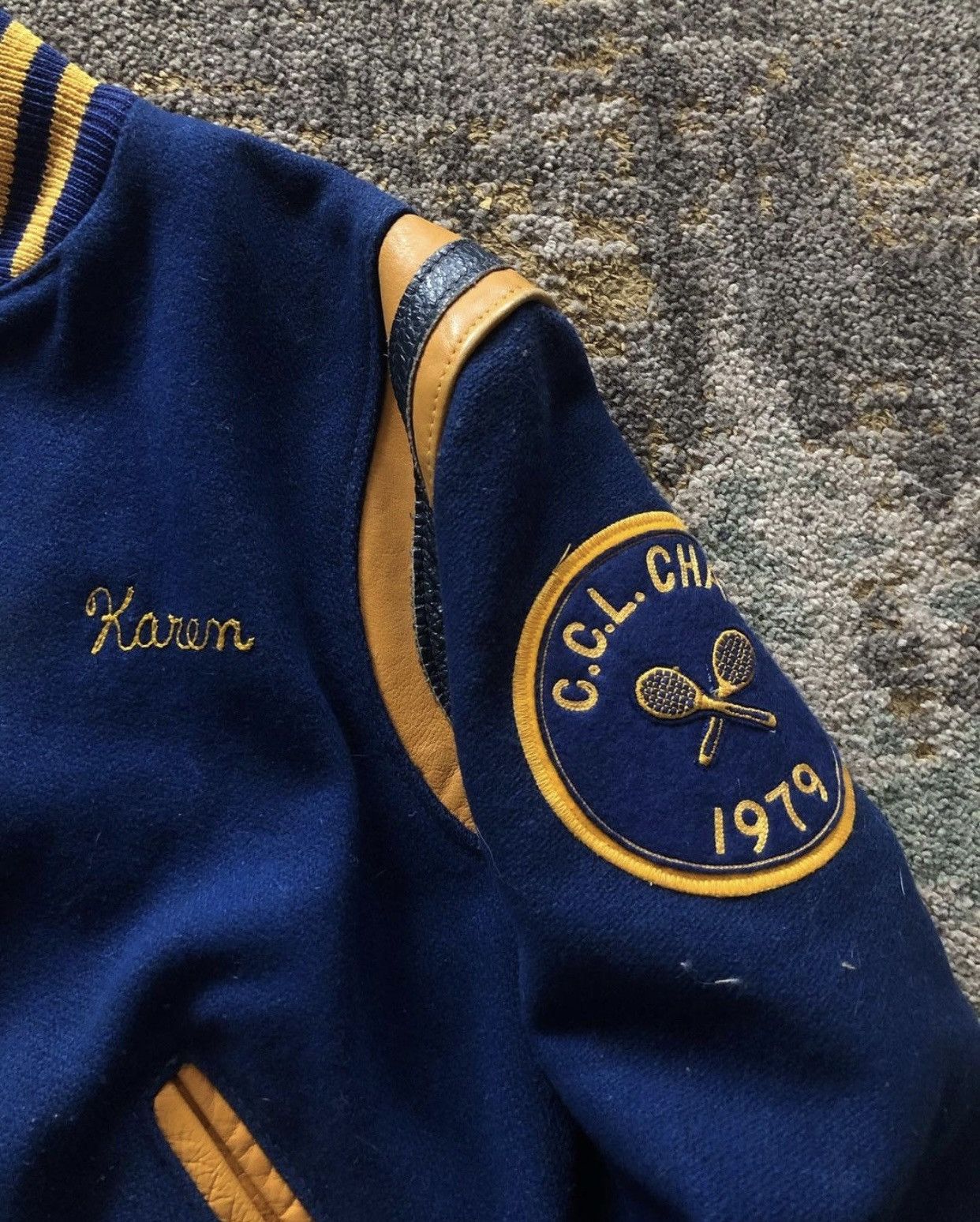 Delong × Vintage 70s 80s Vintage College Baseball Wool Varsity Jacket Size US M / EU 48-50 / 2 - 3 Thumbnail