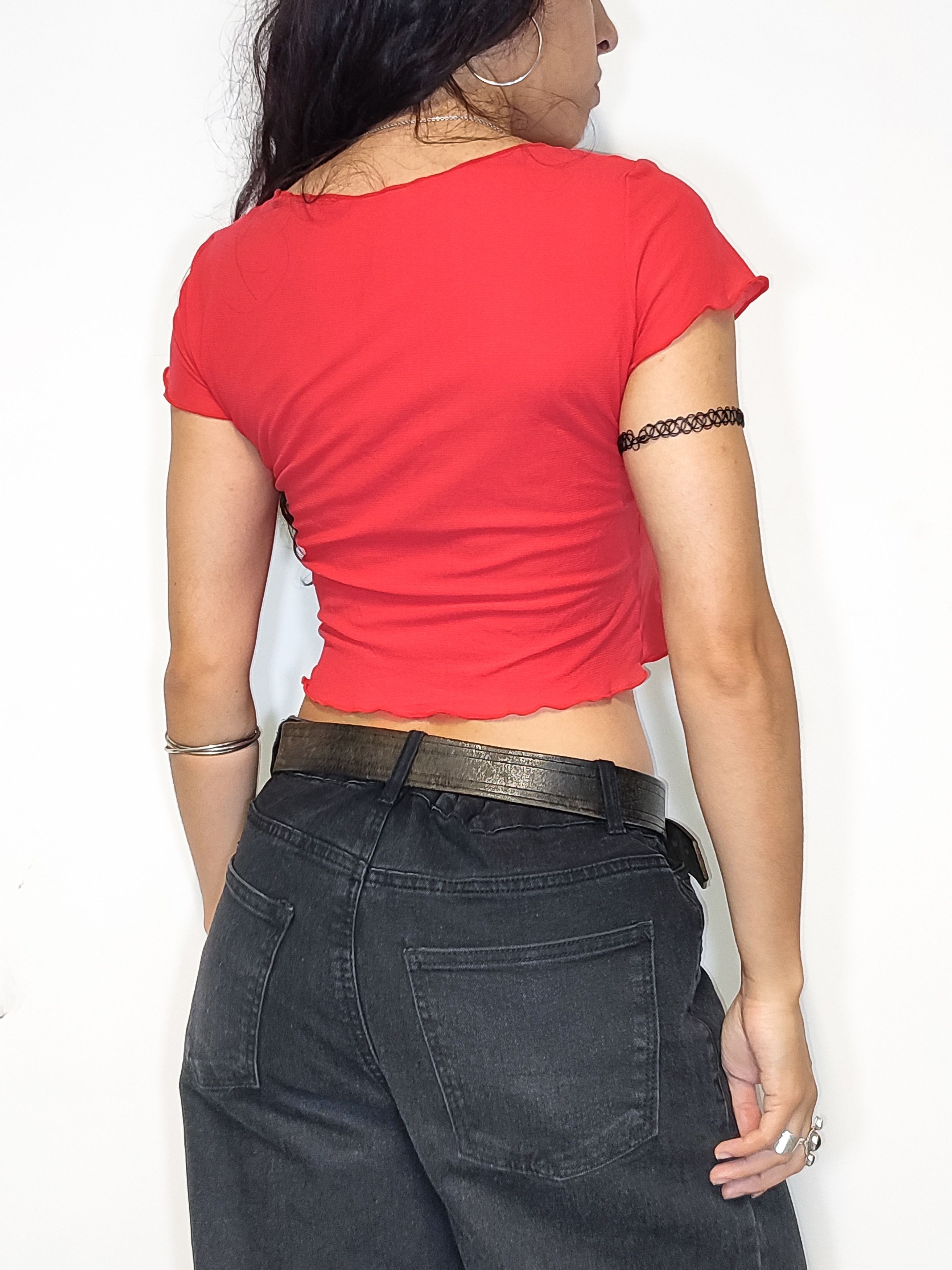 Vintage Vintage Y2k Rave See Through Red Mesh Tshirt Size S / US 4 / IT 40 - 4 Thumbnail