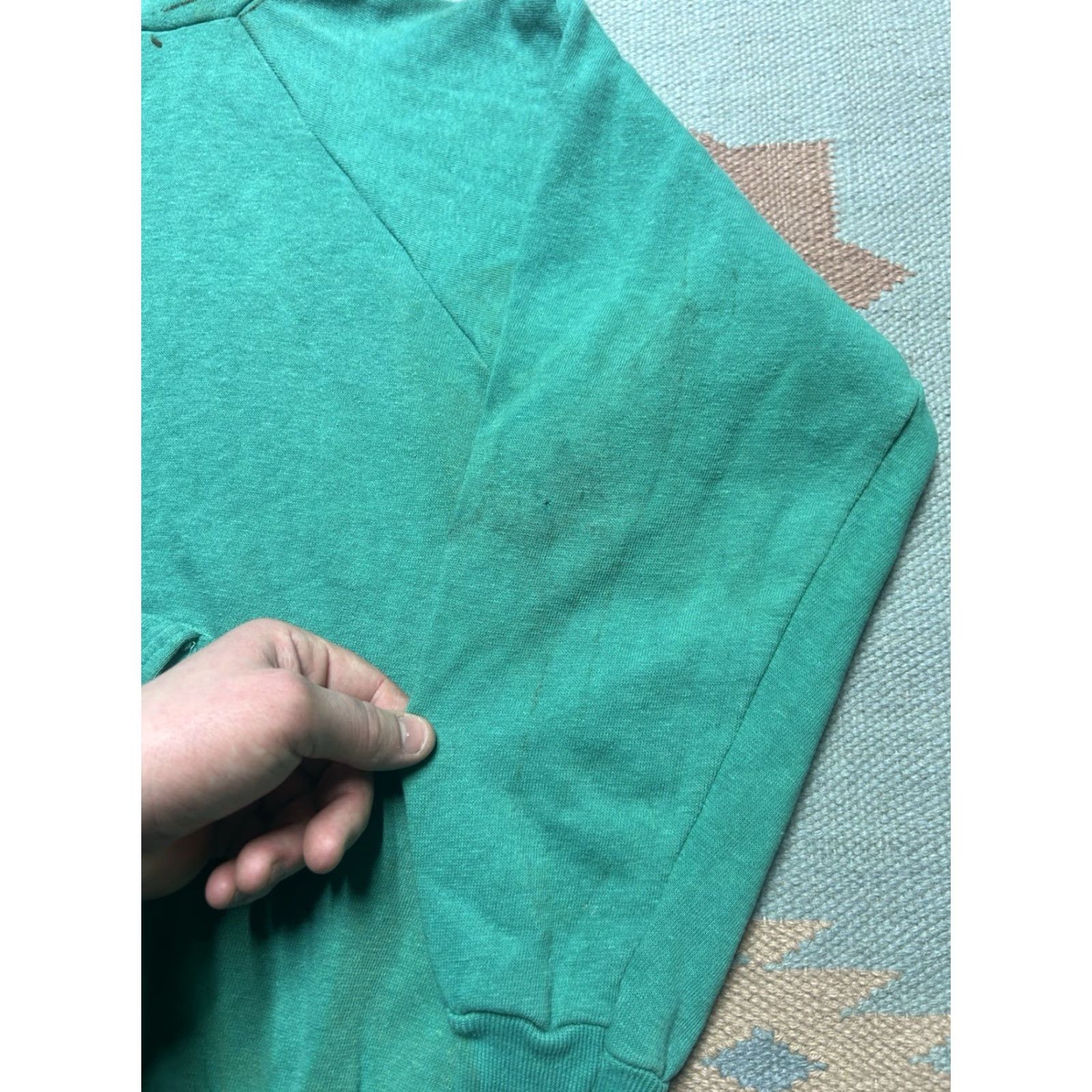 Altea VINTAGE 70s pullover hoodie sweatshirt Blue Mens Hoodie M Teal Turquoise Distressed Sleeve? Size US M / EU 48-50 / 2 - 2 Thumbnail