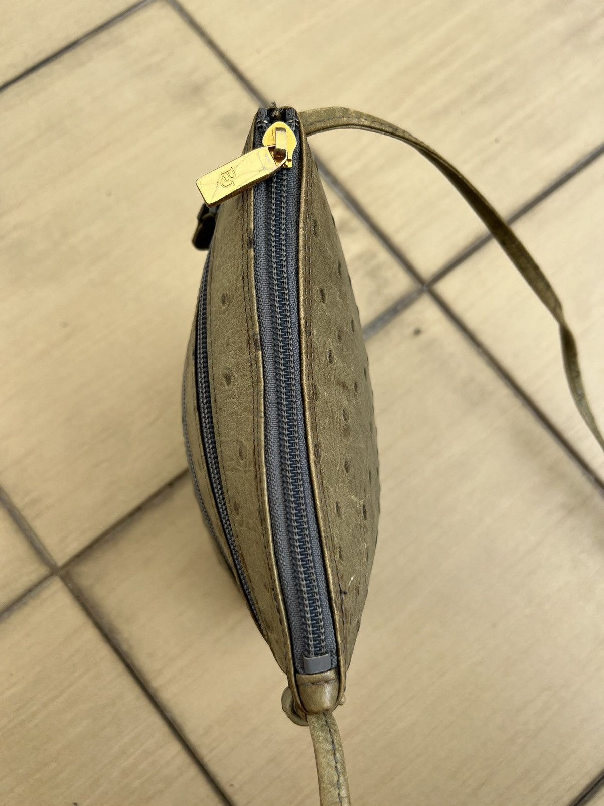 Leather Vintage Jacovitti Italy Patina Ostrich Leather Bag Unisex Size ONE SIZE - 16 Thumbnail
