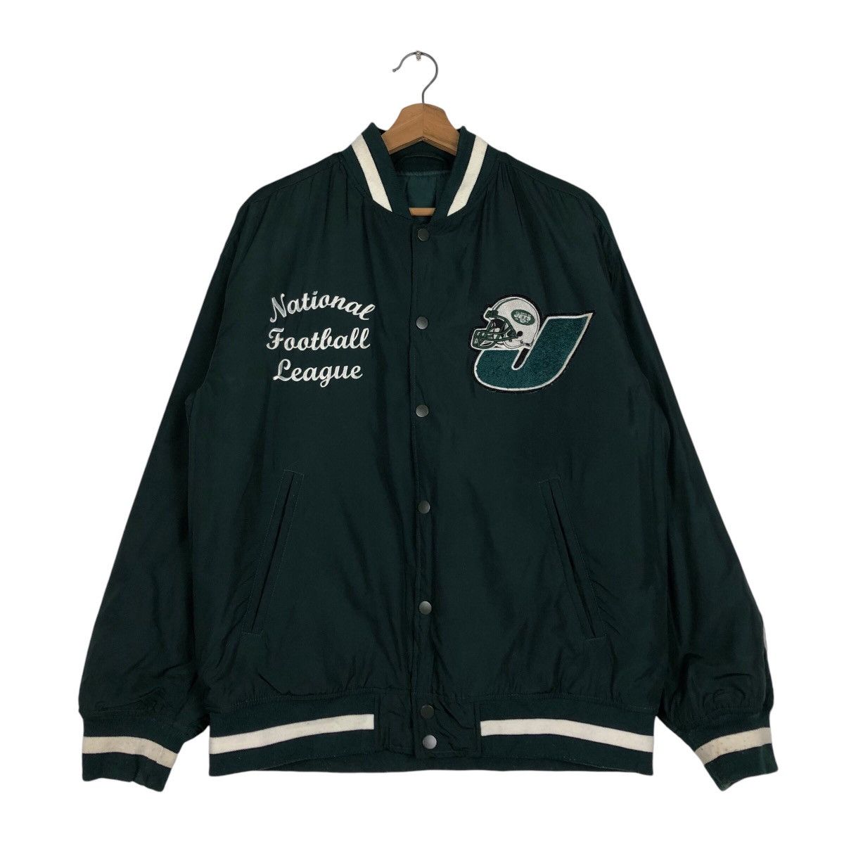 Japanese Brand 📌Vintage Bomber Jacket NFL New York Jets Big Logo Size US L / EU 52-54 / 3 - 2 Thumbnail