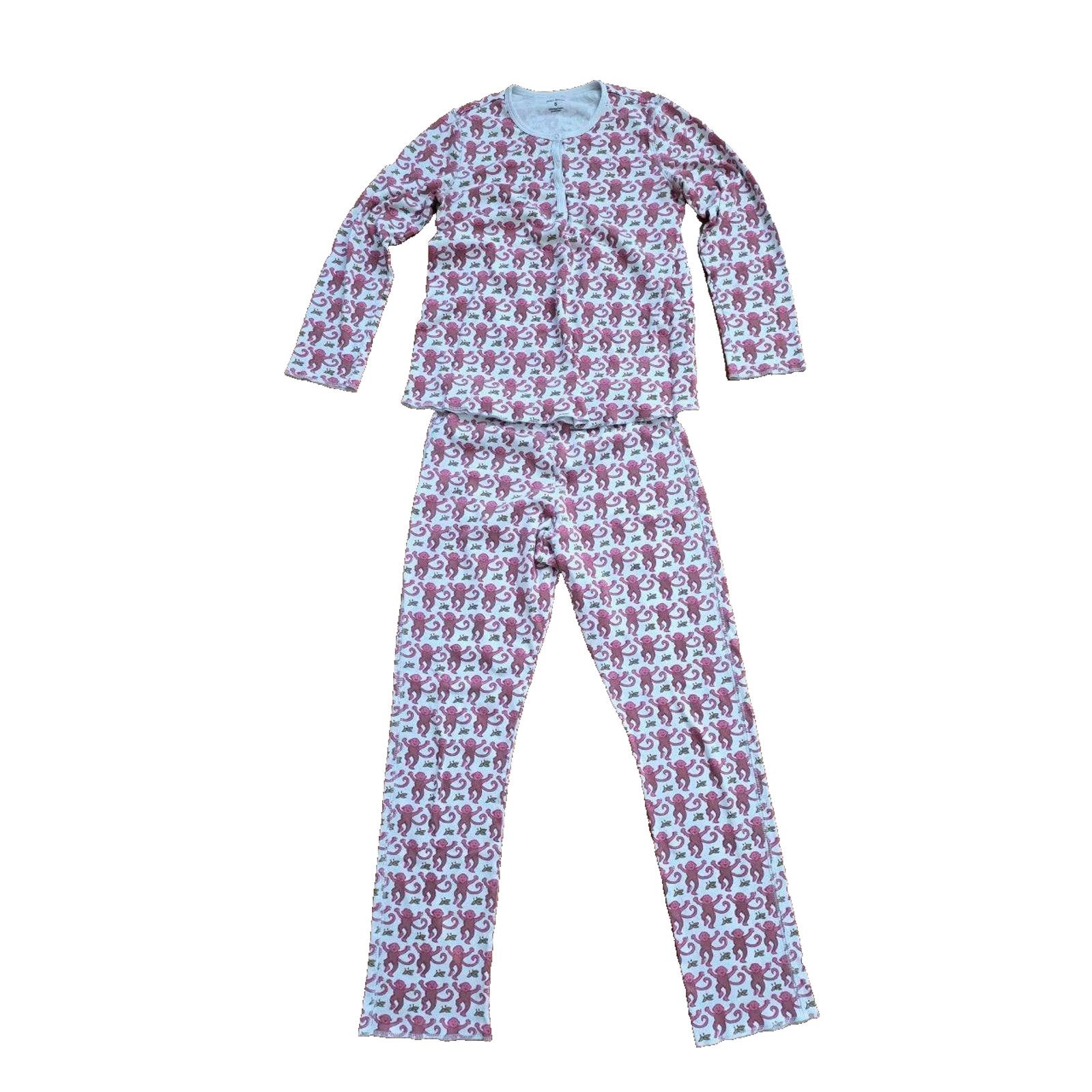 Icy Rabbit Roller Rabbit Women Monkey Pajama cotton Set Pink S A001529 Size ONE SIZE - 2 Thumbnail