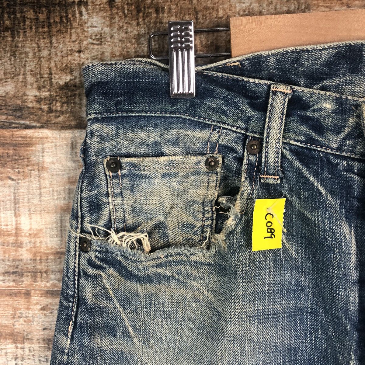 Japanese Brand DL Japanese Brand Blue Distressed Denim Pants #C089 Size US 31 - 7 Thumbnail