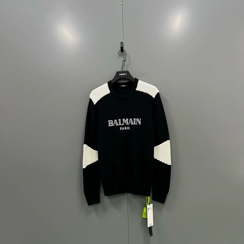 balmain colorblock logo knit sweater-dmc