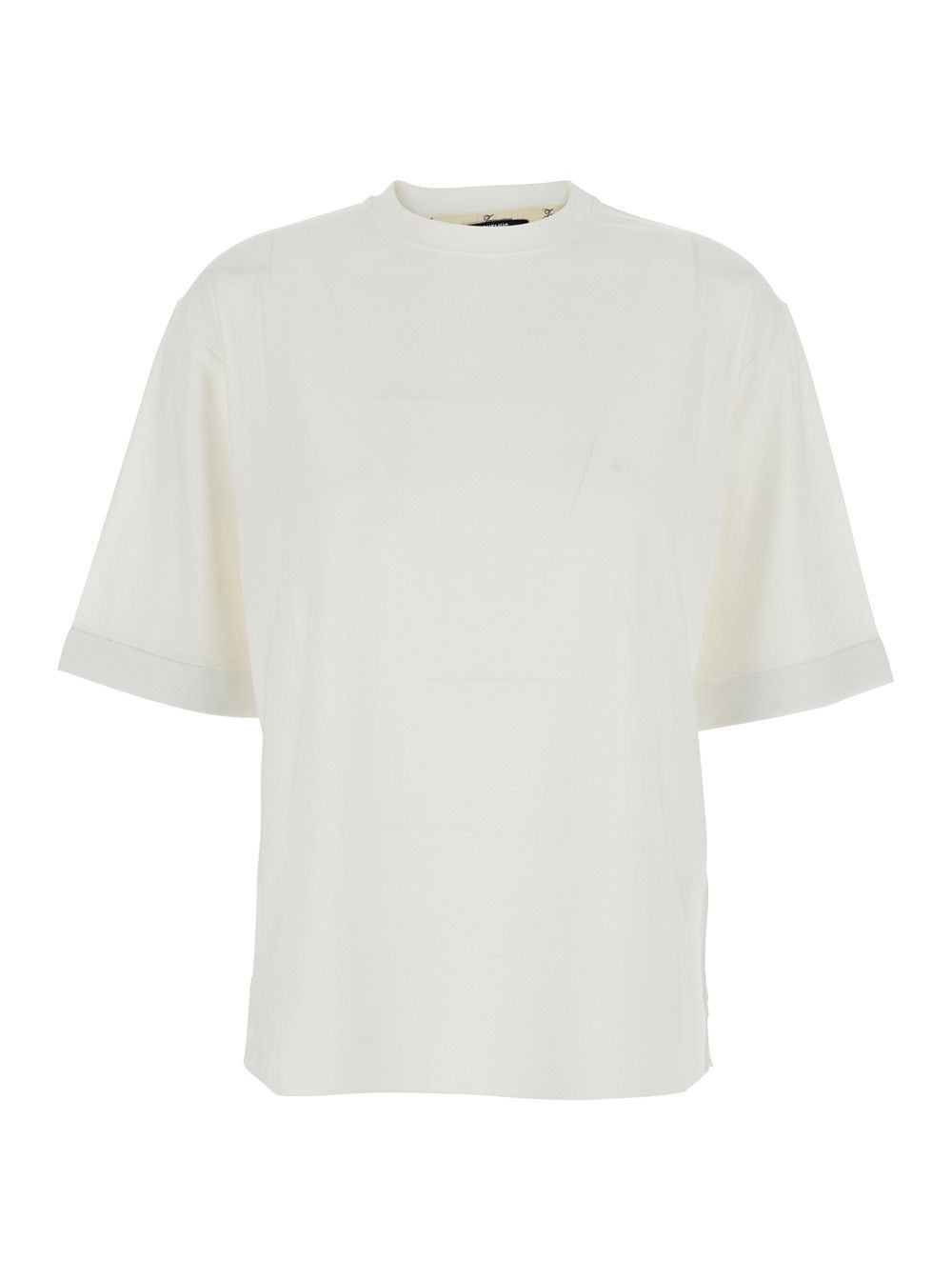 Jacquemus 'LE TSHIRT VENTADOU' White Crew neck T-shirt with gros grain logo on the back in fabric for women Size XS / US 0-2 / IT 36-38 - 1 Thumbnail