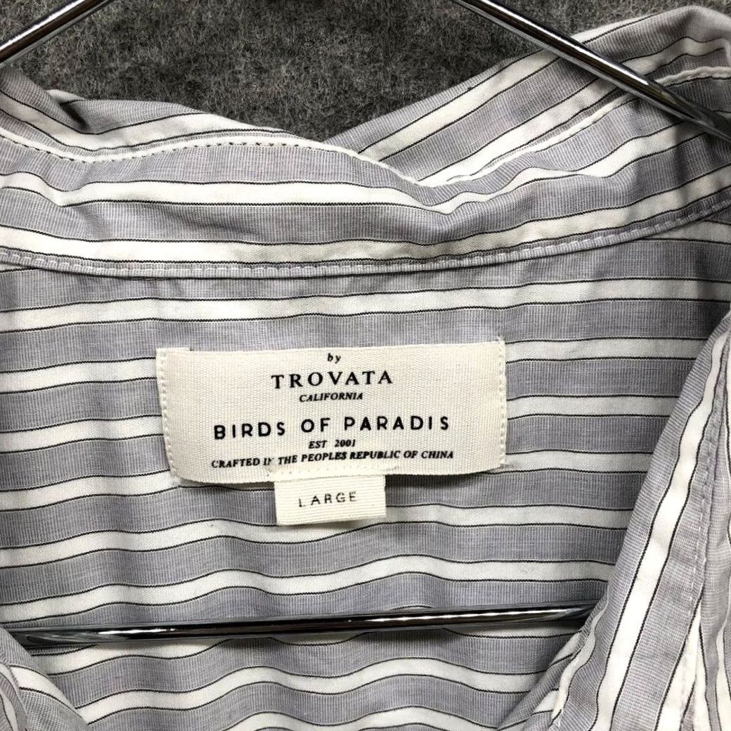 Vintage Trovota Birds Of Paradis Shirt Womens L Gray Striped Button Up 3/4 Sleeve Peplum Long Sleeve Casual Shirt Size L / US 10 / IT 46 - 5 Thumbnail