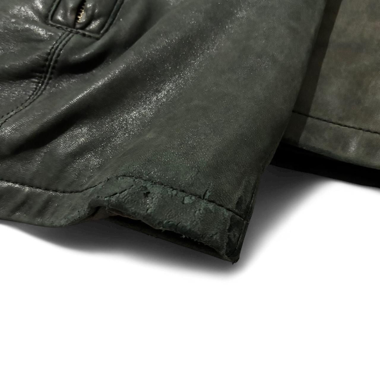 Danier Vintage 90s Danier Faded Green 100% Leather Zip-Up Jacket XL Size US XL / EU 56 / 4 - 5 Thumbnail