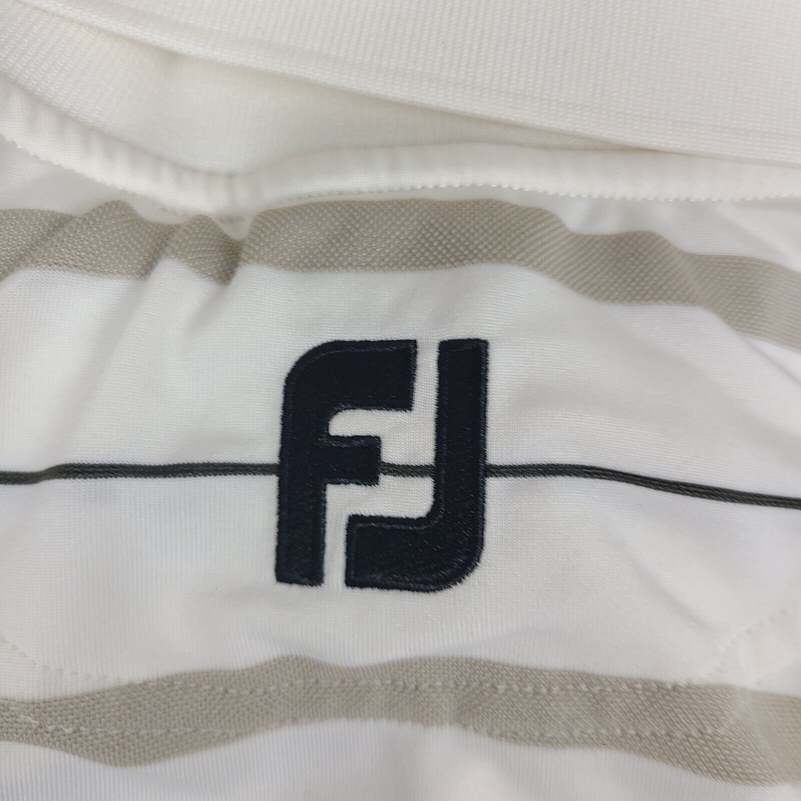 Footjoy Footjoy Polo Shirt Men's Medium White Striped Golf Stretch Size US M / EU 48-50 / 2 - 6 Thumbnail