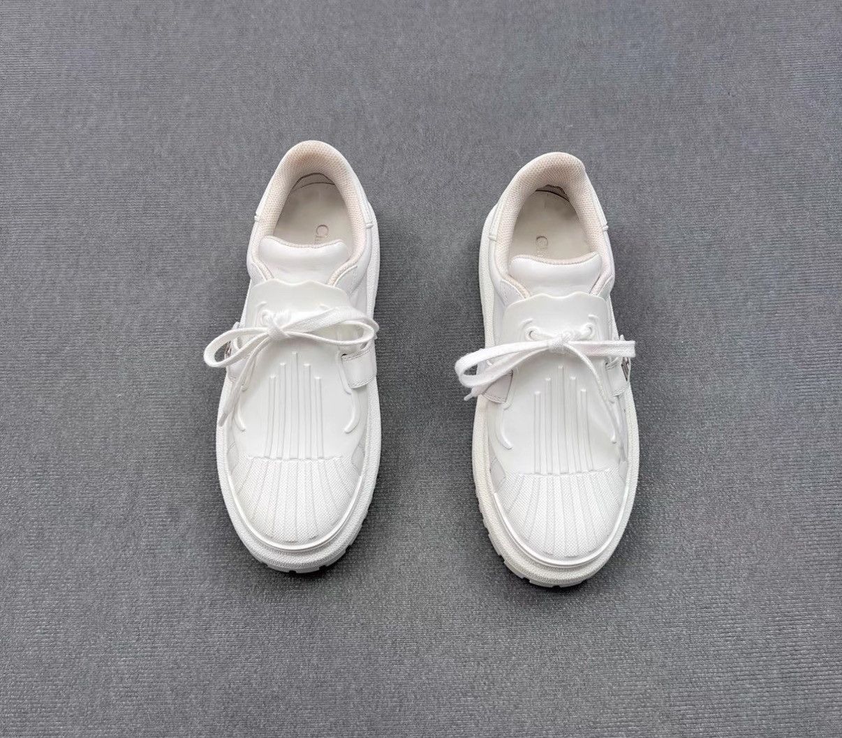 Dior DIOR ID White Low-Top Foil Print Logo Shell Toe Sneakers Size US 7 / IT 37 - 2 Thumbnail