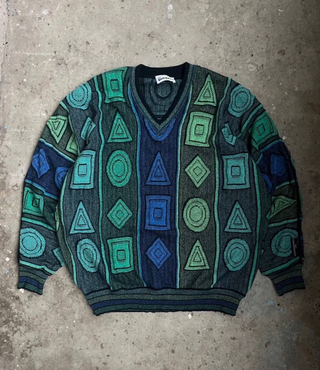 Carlo Colucci Carlo Colucci Geometry Knitted V Neck Sweater Size US L / EU 52-54 / 3 - 1 Thumbnail