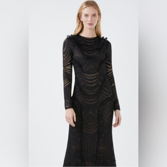 image of Bcbg Maxazria Bcbgmaxazria Dress Athena Lace Evening Gown Party Cocktail B in Black, Women's (Size 