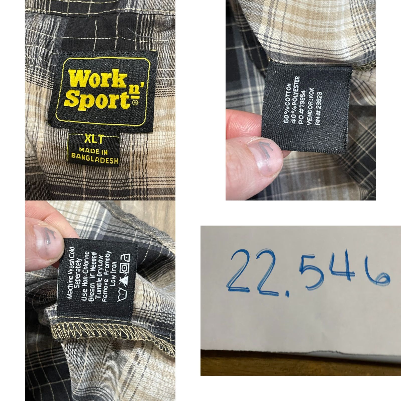Vintage Workn'Sport Shirt Men's XL Tall Black Plaid Button-Up Short Sleeve Shirt Size US XL / EU 56 / 4 - 8 Thumbnail