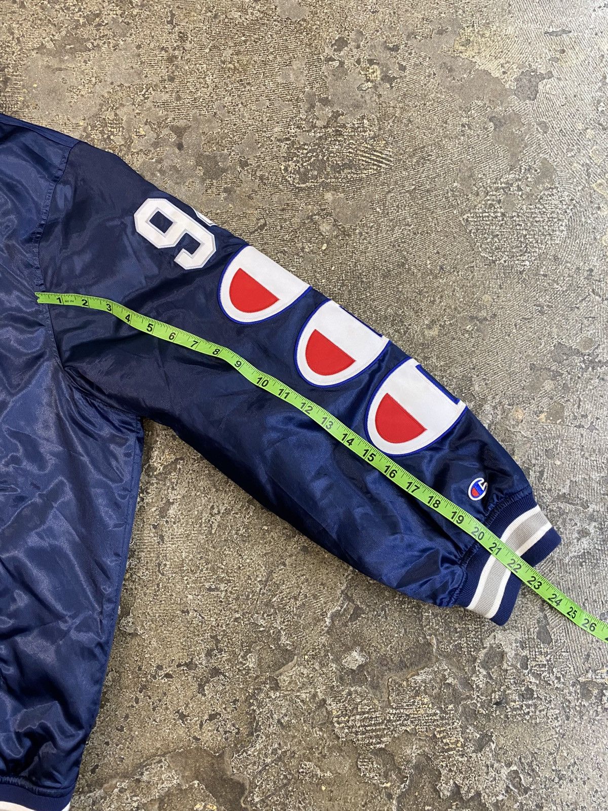 Champion × Supreme Supreme Champion Navy Blue Satin Varsity Jacket Size US XL / EU 56 / 4 - 6 Thumbnail