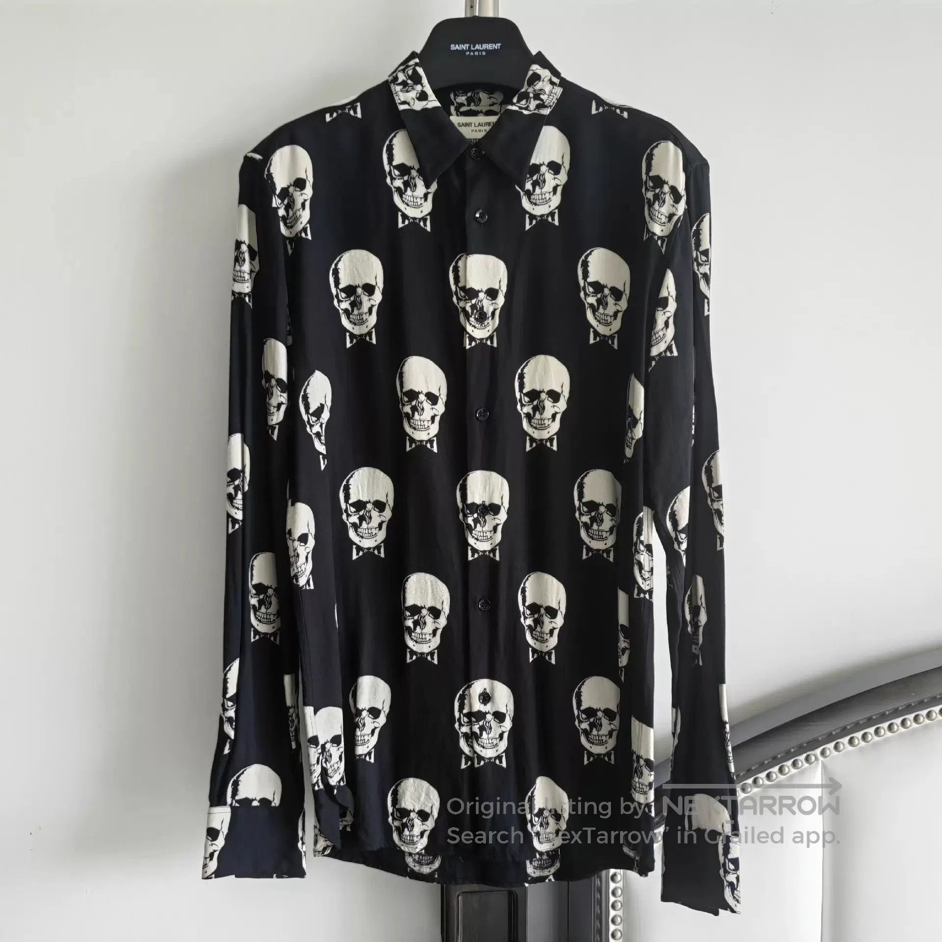 SAINT LAURENT PARIS SAINT スカル総柄 長袖シャツ Saint Laurent Paris skull shirt | Grailed