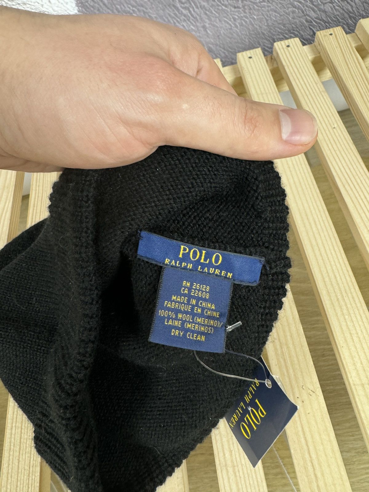 Polo Ralph Lauren POLO RALPH LAUREN Black MERINO WOOL Genuine BEANIE Hat Size ONE SIZE - 7 Thumbnail