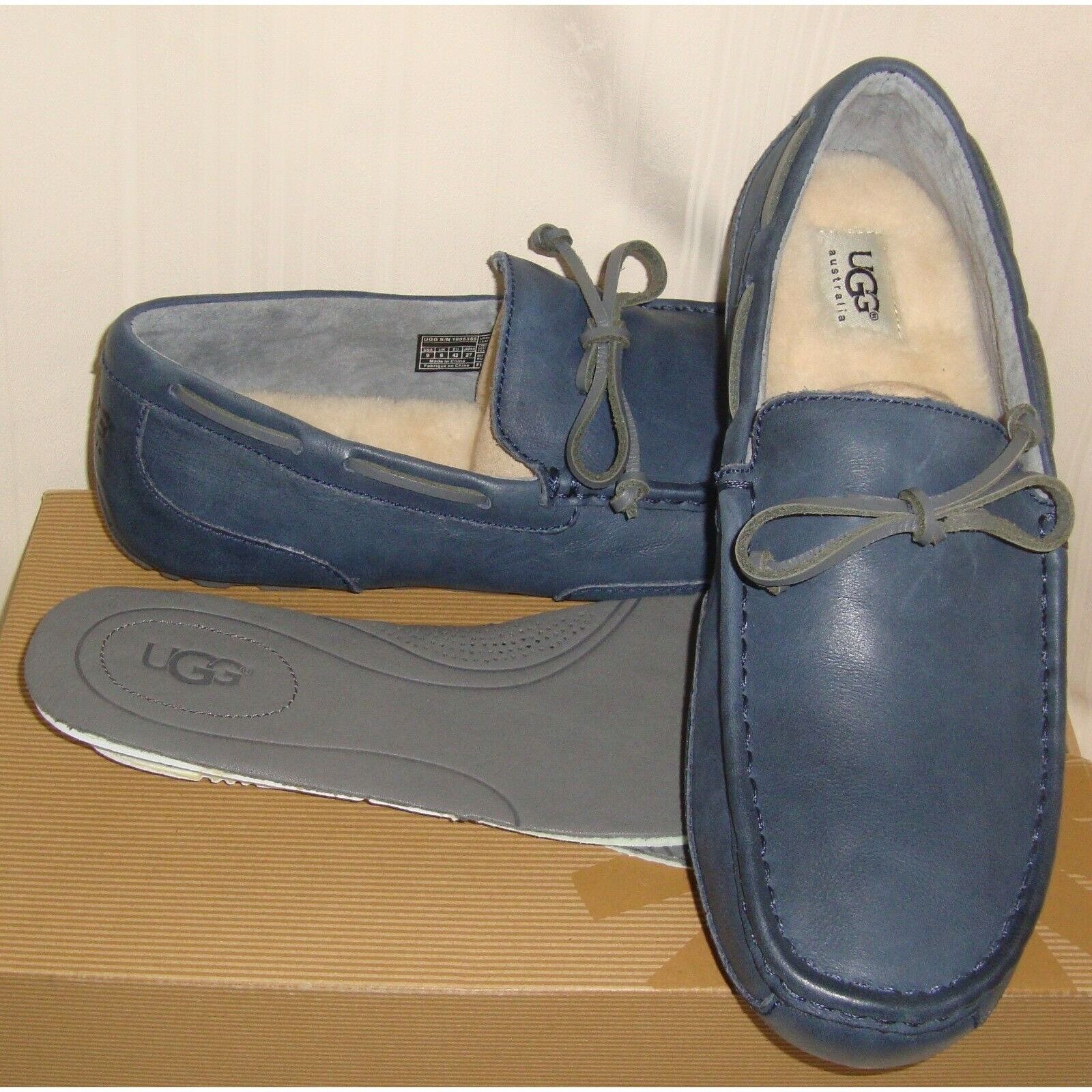 Ugg UGG CHESTER New Navy Leather/Sheepskin Moccasin Loafers Slip | Grailed