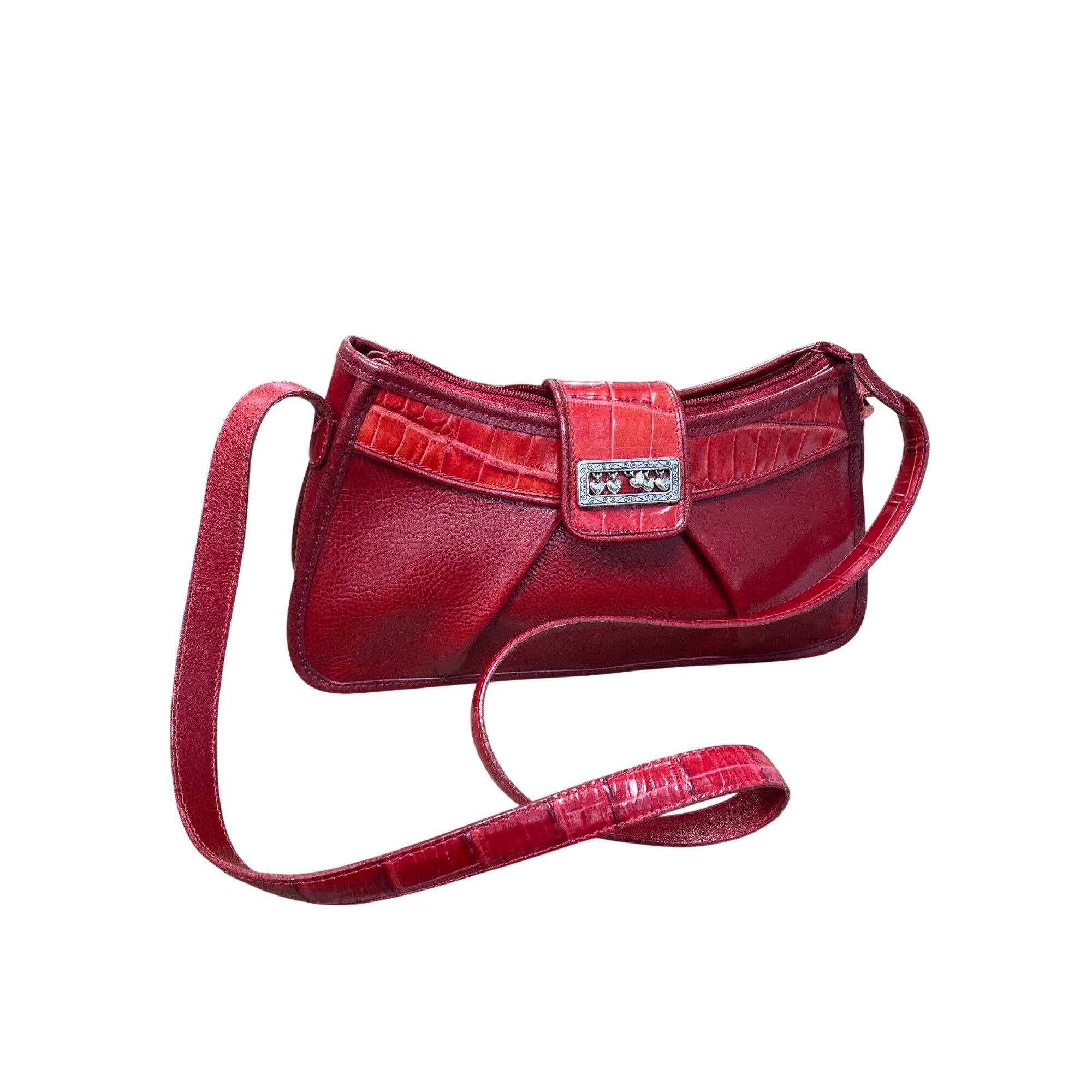 Brighton Brighton womans red leather pebbled shoulder handbag style A Size ONE SIZE - 1 Thumbnail