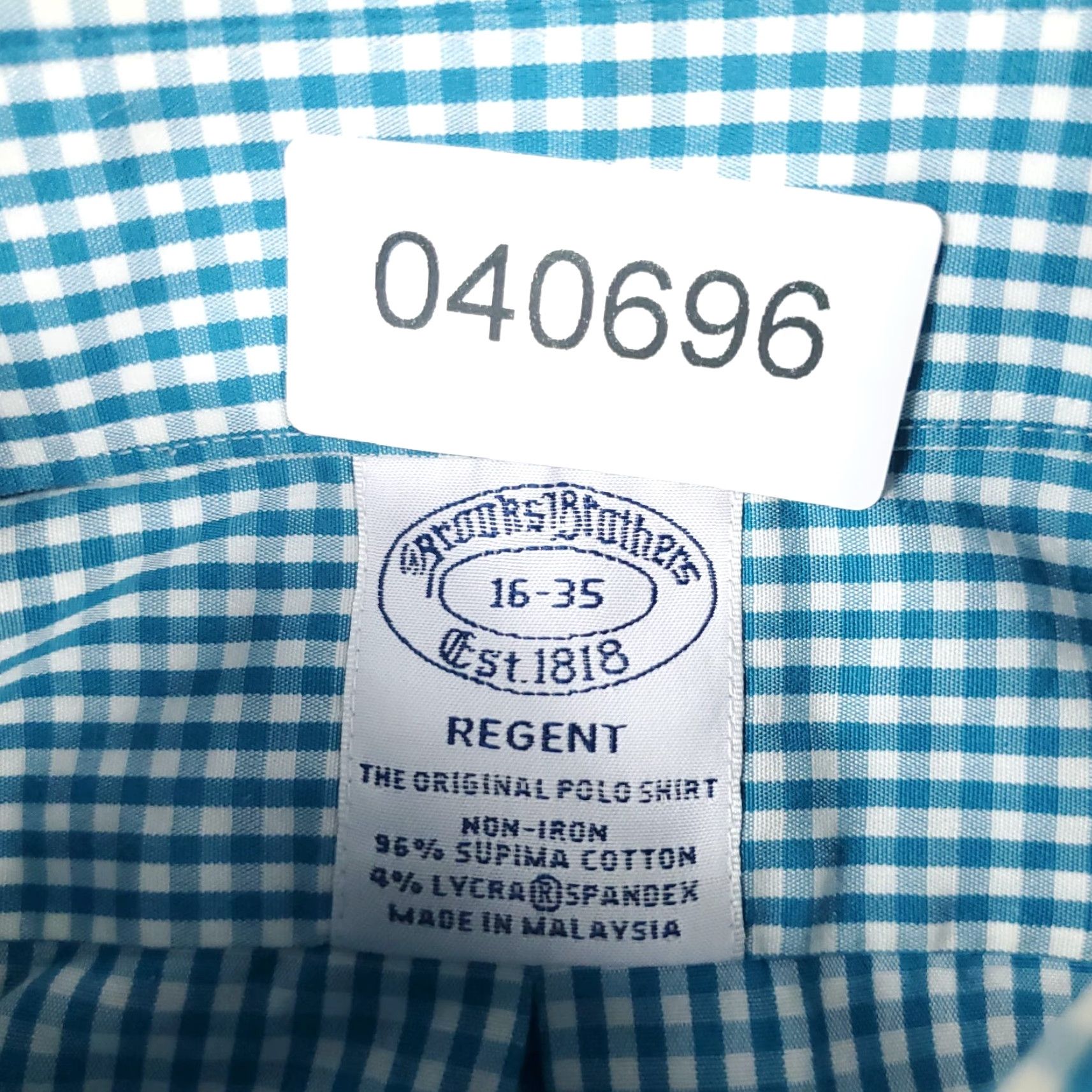Brooks Brothers Brooks Brothers Dress Shirt Men 16 Blue Check Long Sleeve Button Up Cotton Non-Iron Regular Fit, Classic American Style, 16 Neck, Barrel Cuff Size 42R - 8 Thumbnail
