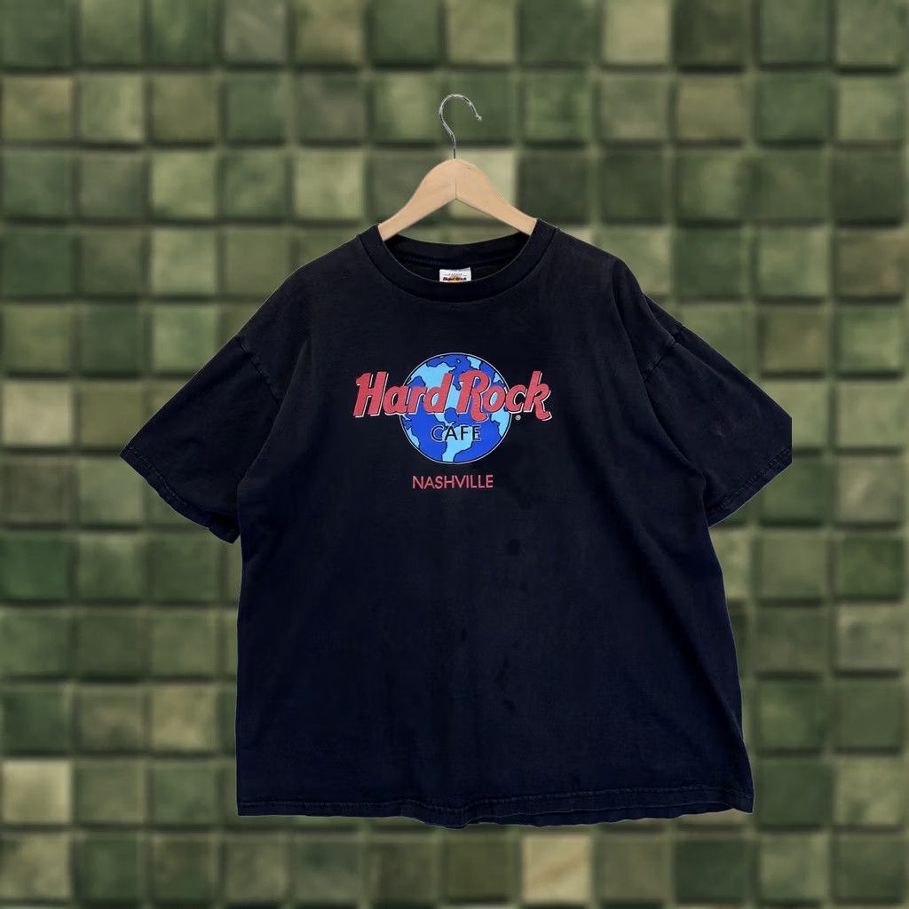 Hard Rock Cafe VINTAGE 1990s Hard Rock Cafe Nashville Tennessee Black Graphic Mens T Shirt XL Size US XL / EU 56 / 4 - 1 Thumbnail