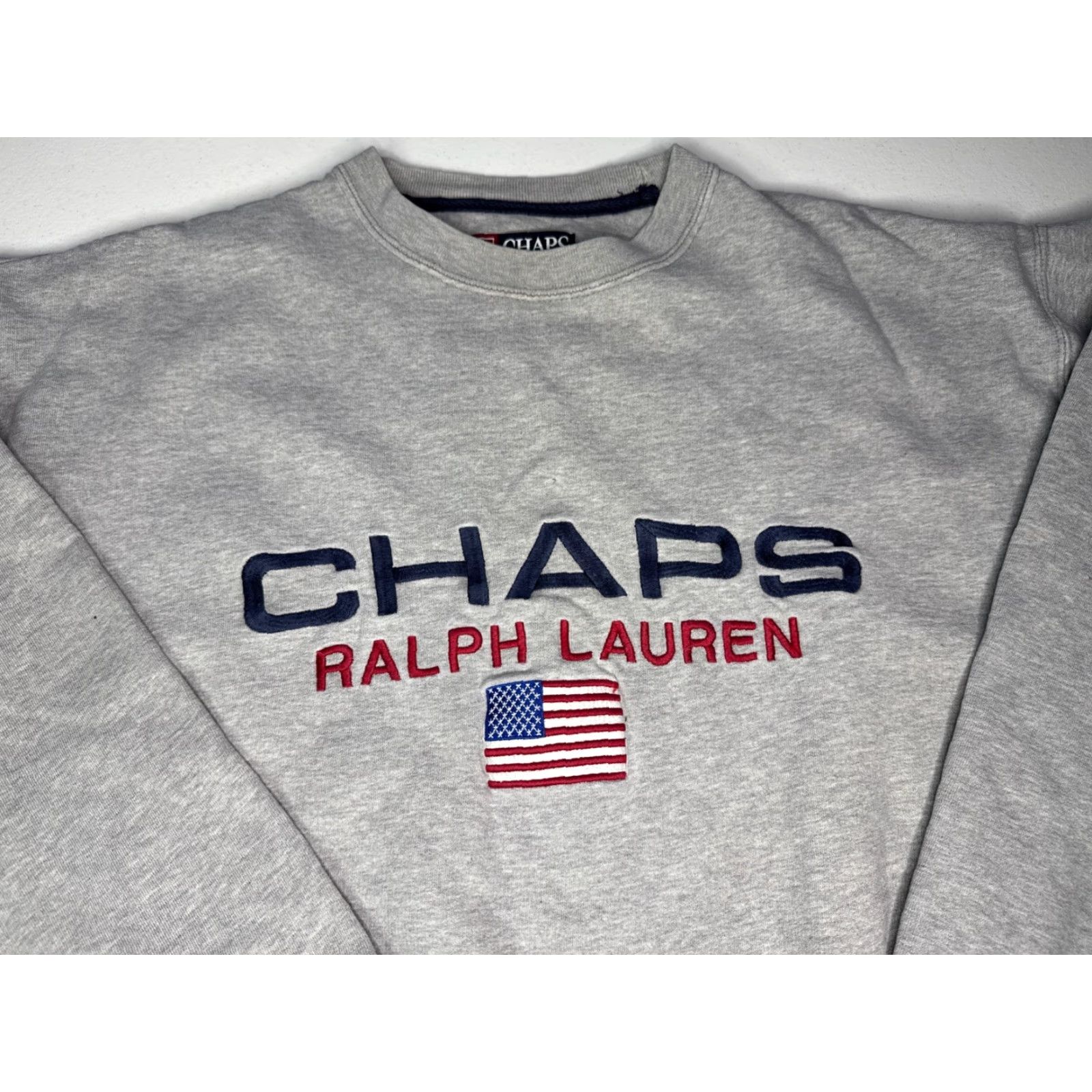 Chaps VINTAGE Chaps Ralph Lauren Crewneck Sweatshirt M Heather Gray Embroidered Mens Size US M / EU 48-50 / 2 - 2 Thumbnail