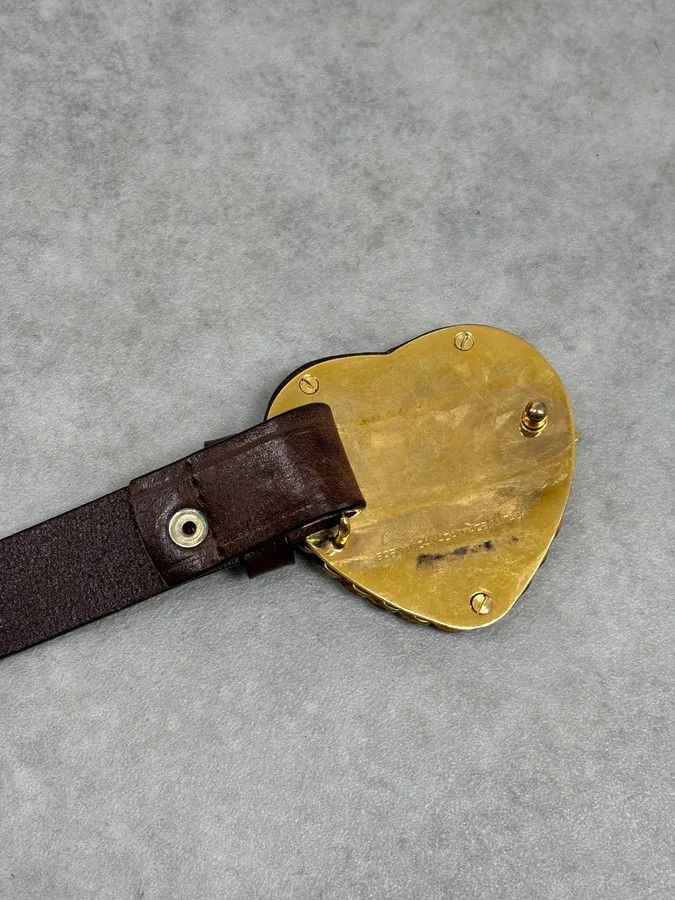 Dsquared2 2000s Dsquared2 Gold Logo Heart Buckle Brown Leather Belt Size ONE SIZE - 9 Thumbnail
