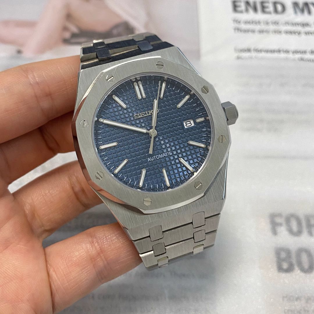 image of Seiko Royal Oak Blue Mod 42Mm Sapphire Glass Japan Assembled in Royal Blue, Men's