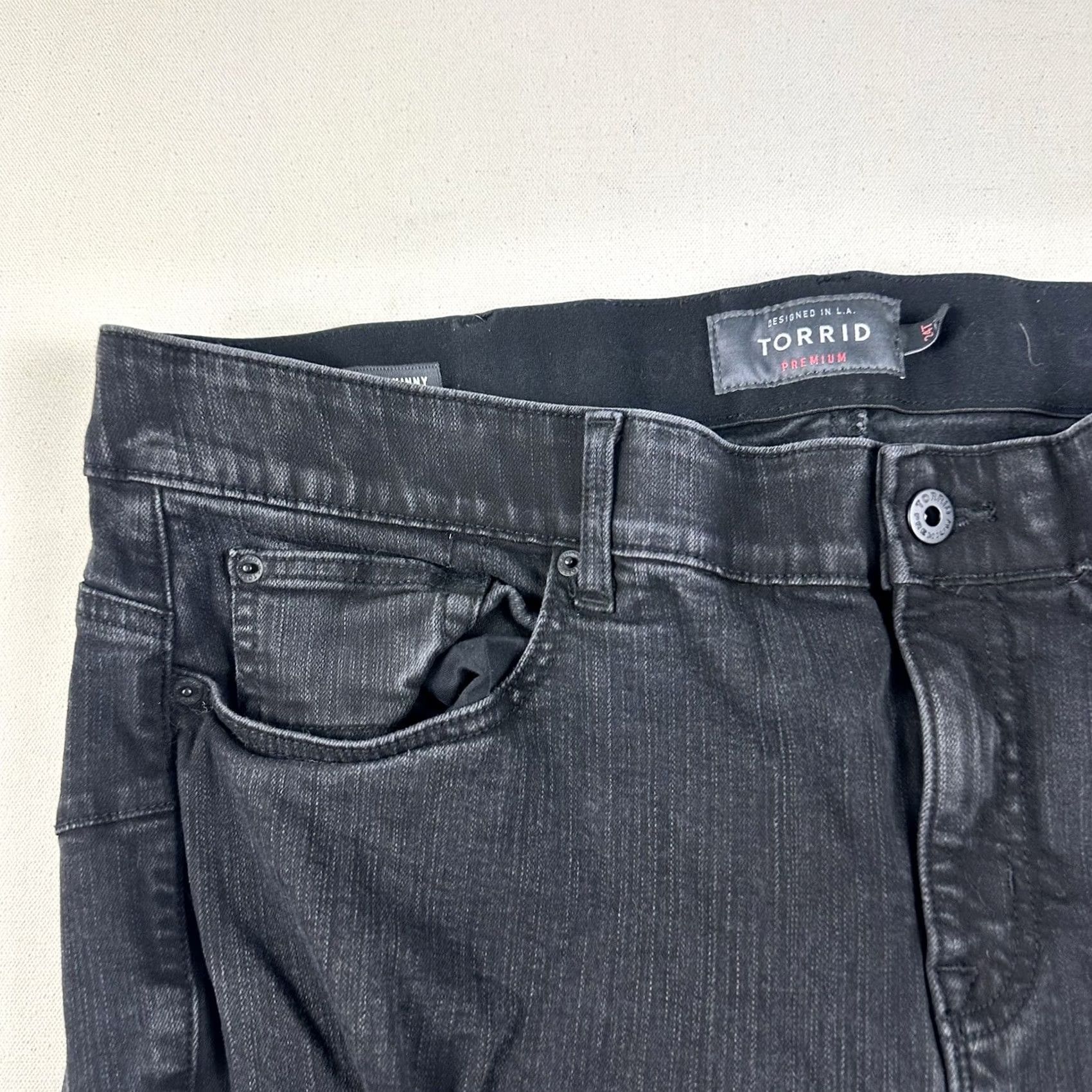 Torrid VINTAGE Torrid Jeans 24T Womens Black Bombshell Skinny Premium Stretch Distressed Size 42" / US 20 - 7 Thumbnail