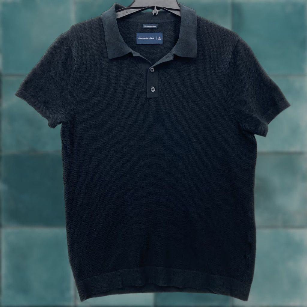 Abercrombie & Fitch Abercrombie & Fitch Featherweight Knit Polo Shirt Mens XL Black Sweater Preppy Size US XL / EU 56 / 4 - 1 Thumbnail