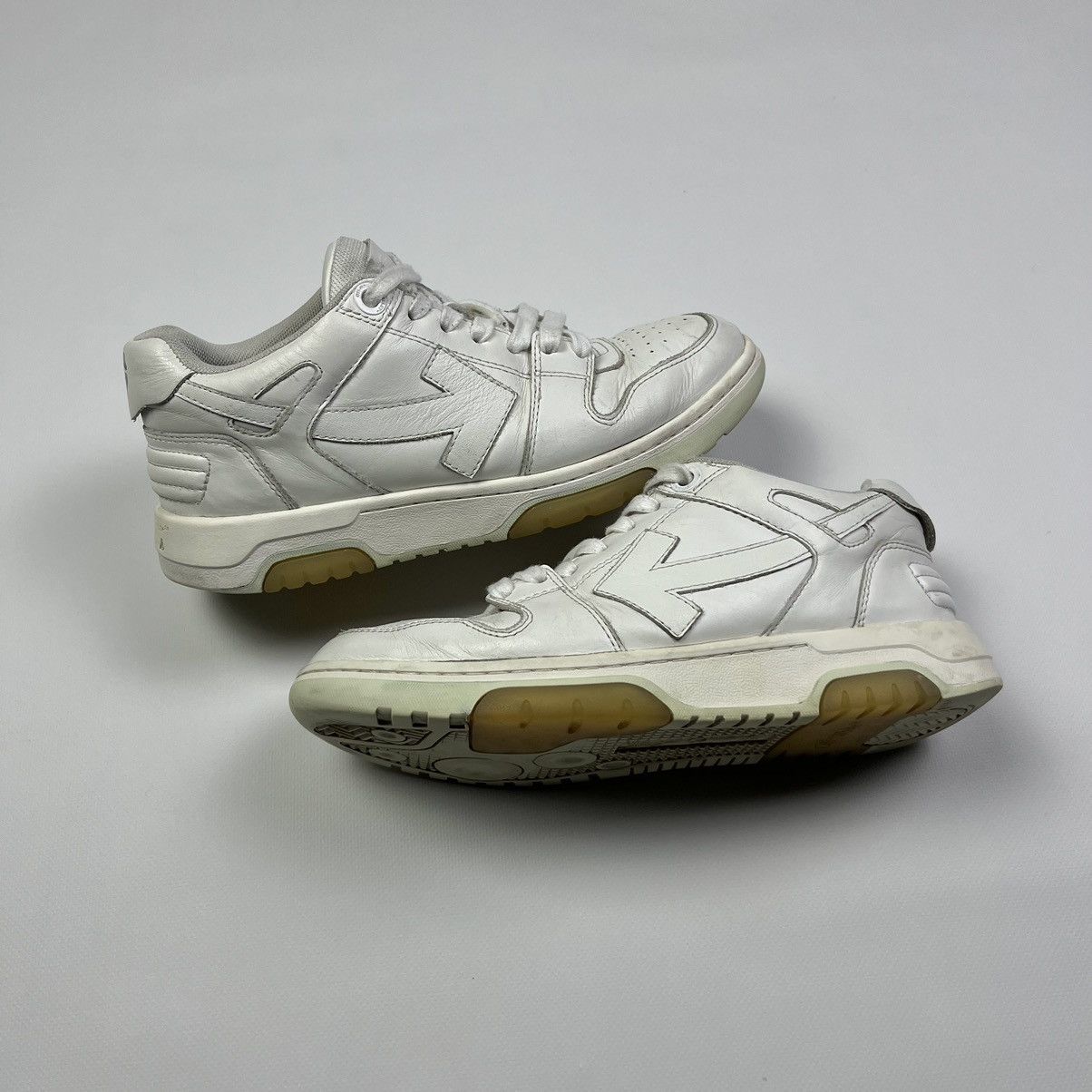 image of Off White Low Top Sneakers Luxury Streetwear Shoes White, Men's (Size 7)
