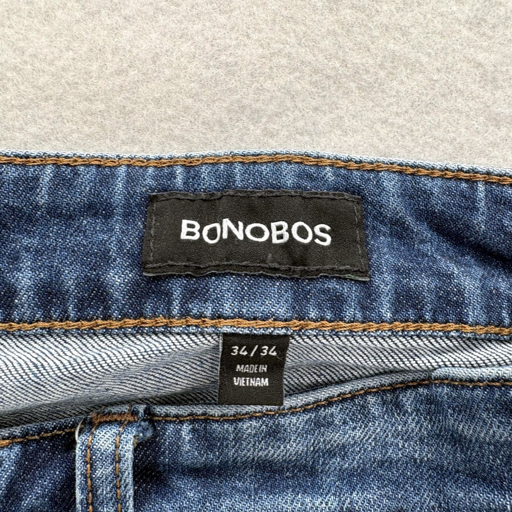 Bonobos Bonobos Jeans Mens 34x34 Blue Medium Wash Slim Straight Stretch Denim Pants Size US 34 / EU 50 - 4 Thumbnail