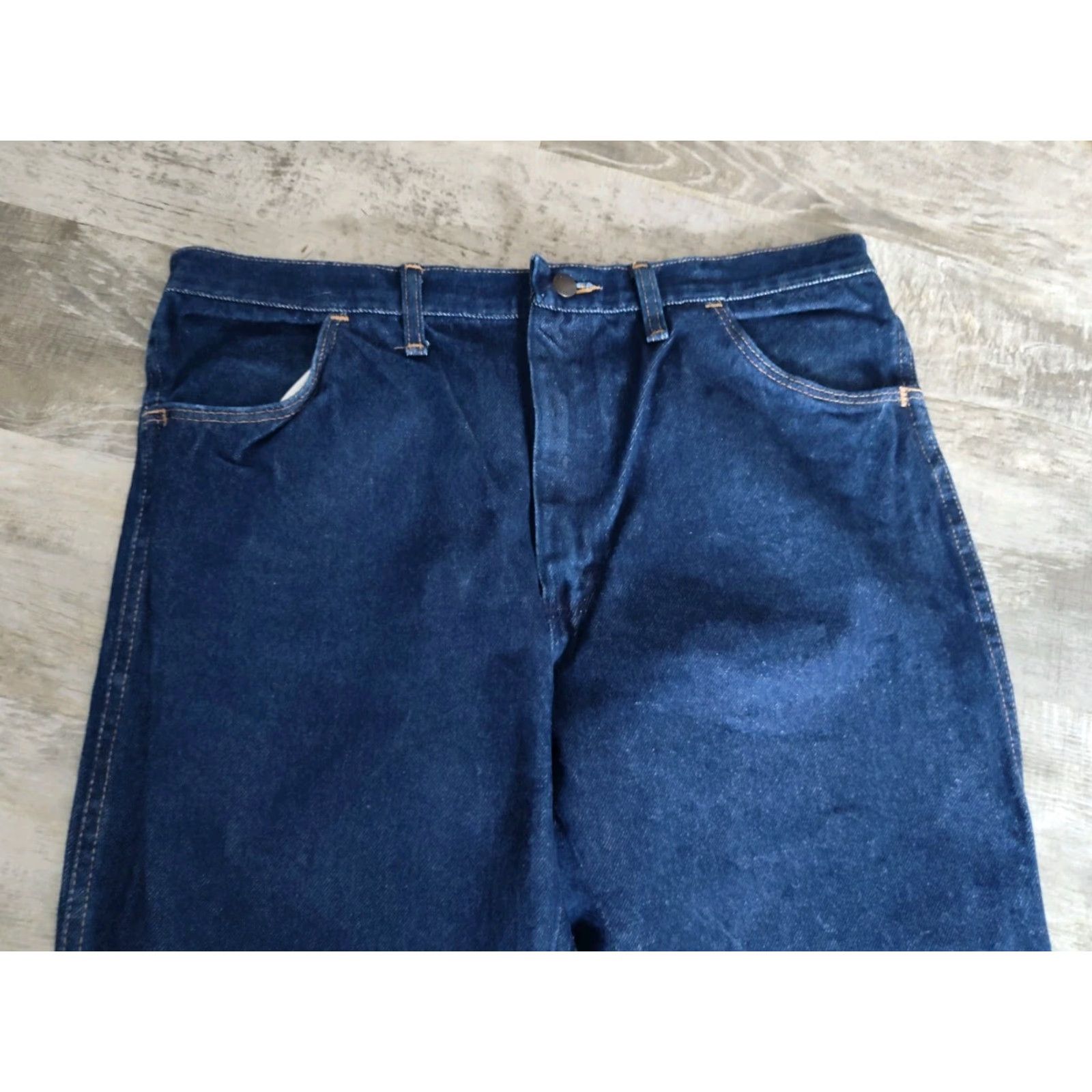 Vintage VINTAGE 70s Rustler Jeans Men Medium Dark Blue Denim Straight Zipper Pockets 38x30 Made in USA Size US 38 / EU 54 - 3 Thumbnail