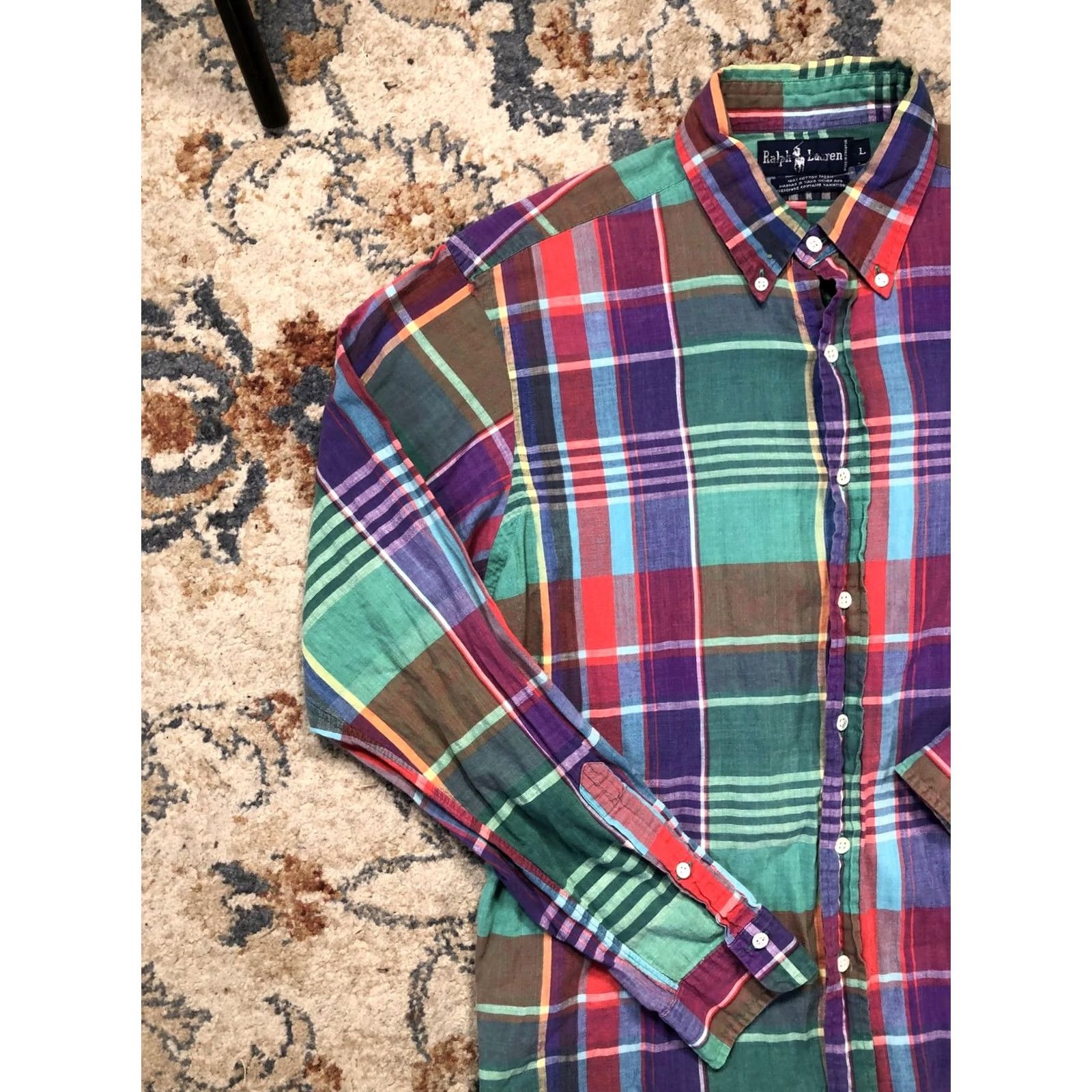 Ralph Lauren Ralph Lauren Shirt Mens Large Multicolor Madras Plaid Long Sleeve Button Down Size US L / EU 52-54 / 3 - 3 Thumbnail