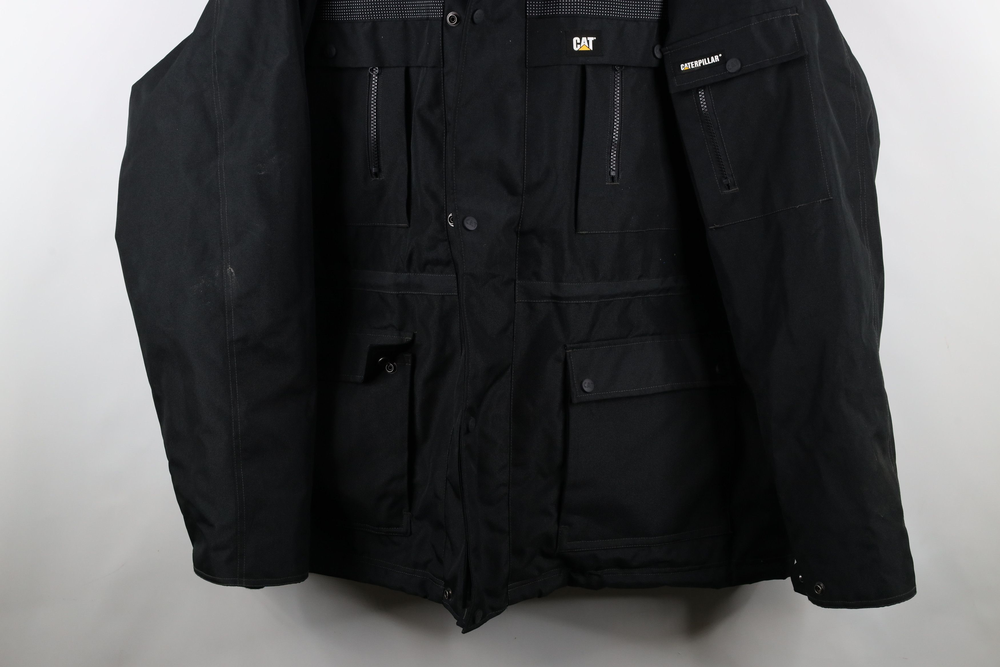 Caterpillar × Vintage Vintage Caterpillar Quilted Hooded Heavy Duty Jacket Black Size US XXL / EU 58 / 5 - 3 Thumbnail