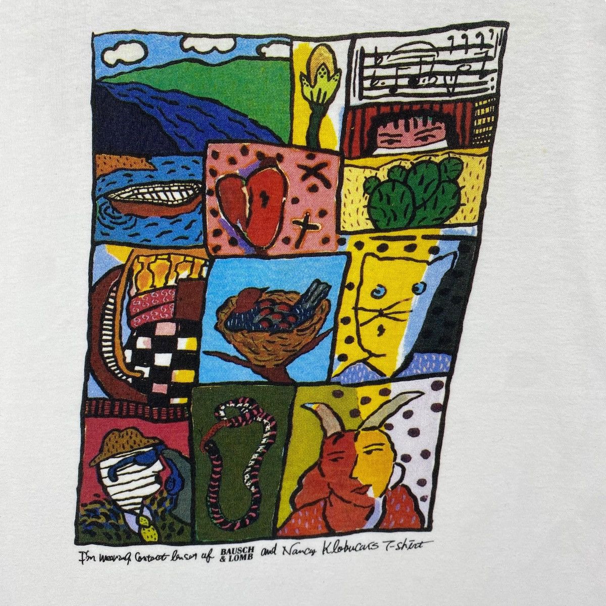 Bausch & Lomb × Vintage Vintage 80's BAUSCH & LOMB Art Graphic Tee Shirt Free Size Size US M / EU 48-50 / 2 - 2 Thumbnail