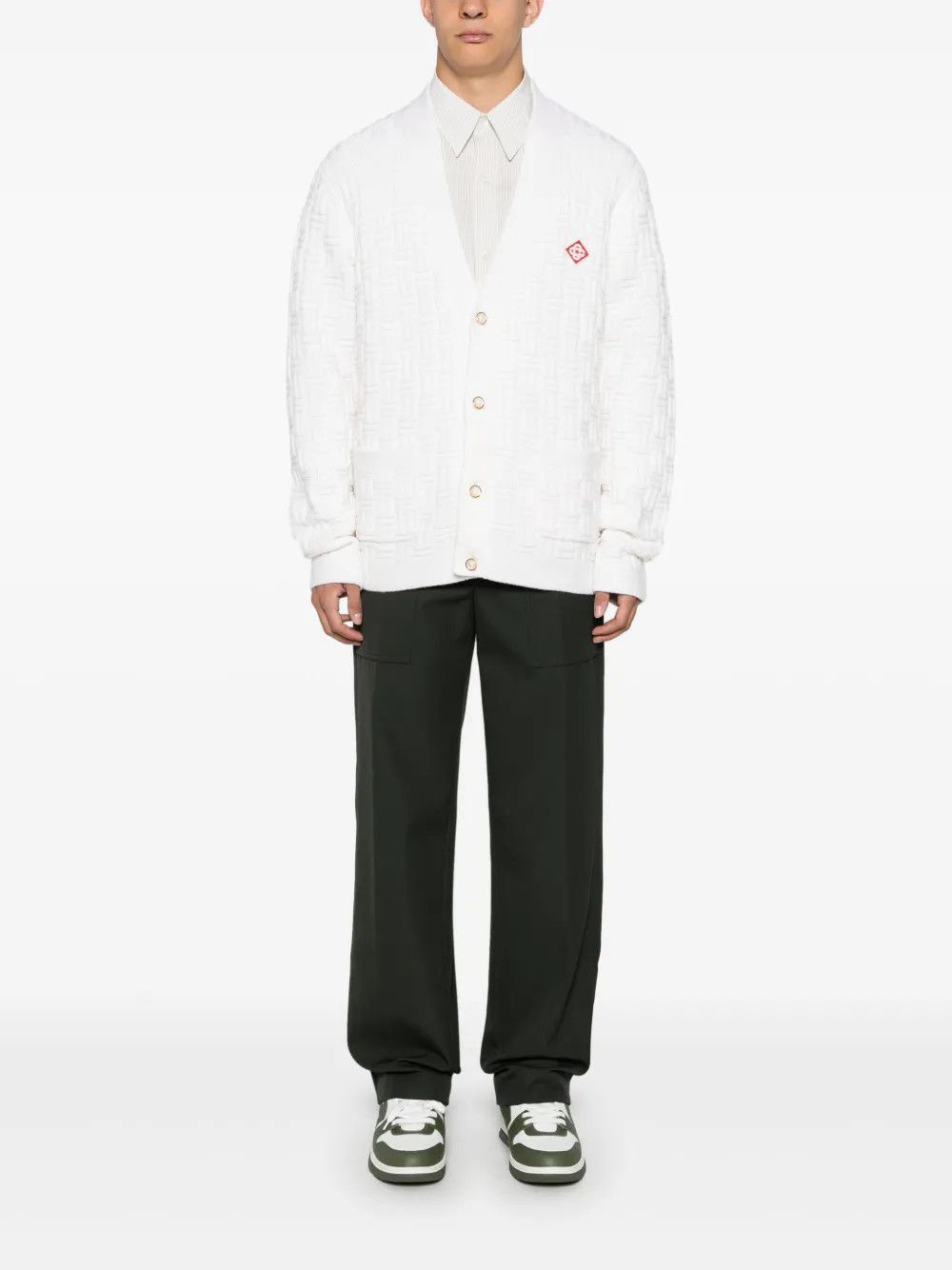Casablanca o1mle0326 Column Stitch Cardigan in White Size US S / EU 44-46 / 1 - 2 Thumbnail