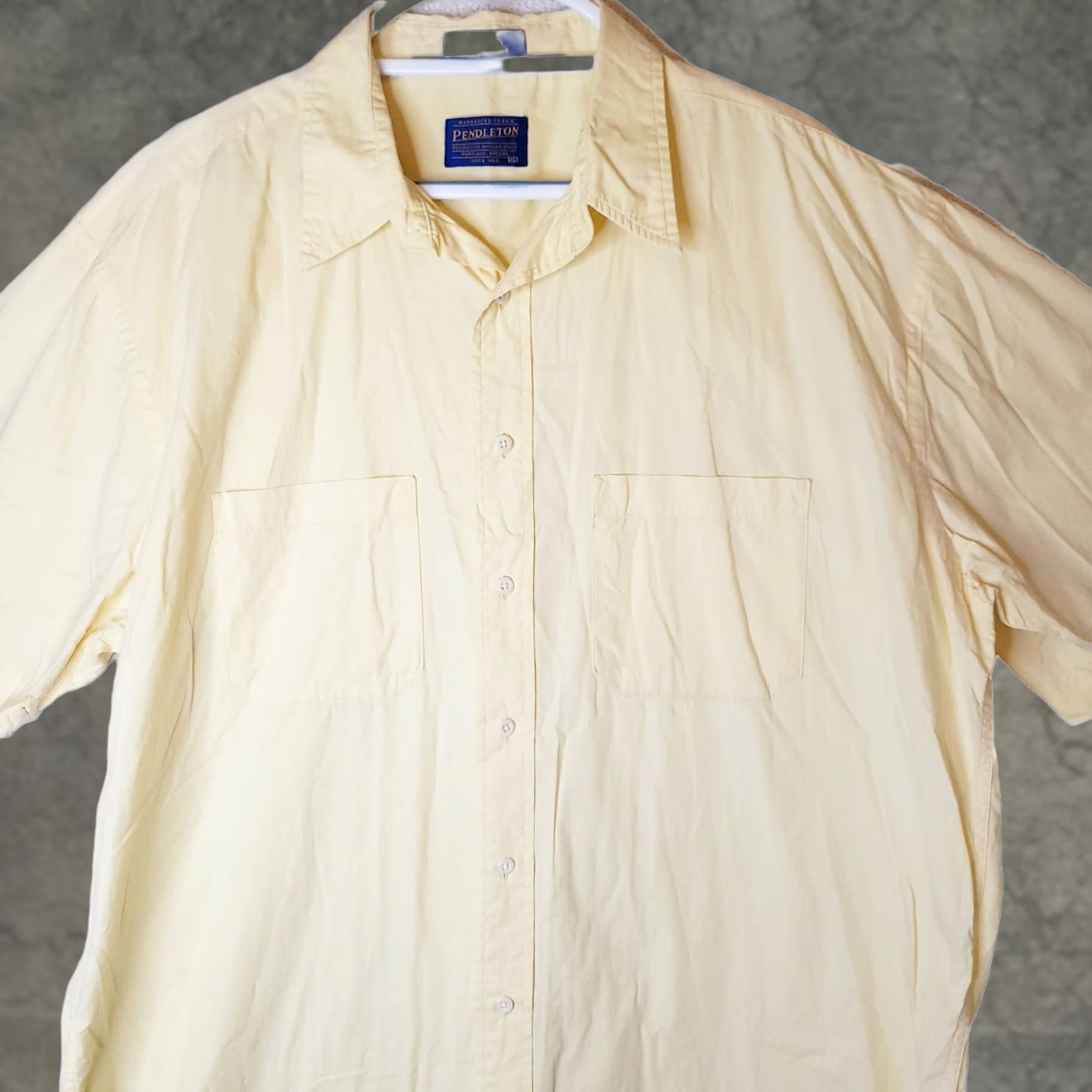 Pendleton Pendleton Shirt Men's XL Yellow Short Sleeve Button-Up 100% Cotton Chambray Fashionable Casual Business Classic Vintage-None Size US XL / EU 56 / 4 - 1 Thumbnail